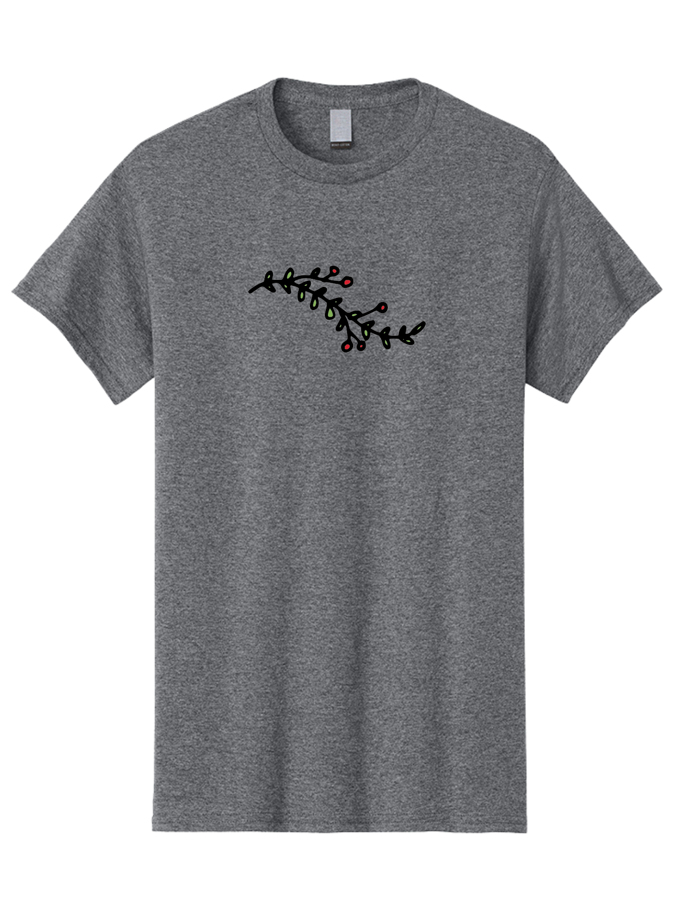 Black-Stem-With-Red-Berries Men'S Graphic Tee, 100% Cotton, Comfortable Casual Summer Wear, Machine Washable, Black Stem, Winter Berries, Red Berries, Minimalist Design, Simple Artwork, Abstract Illustration, Botanical Elements, - Aaa763 9