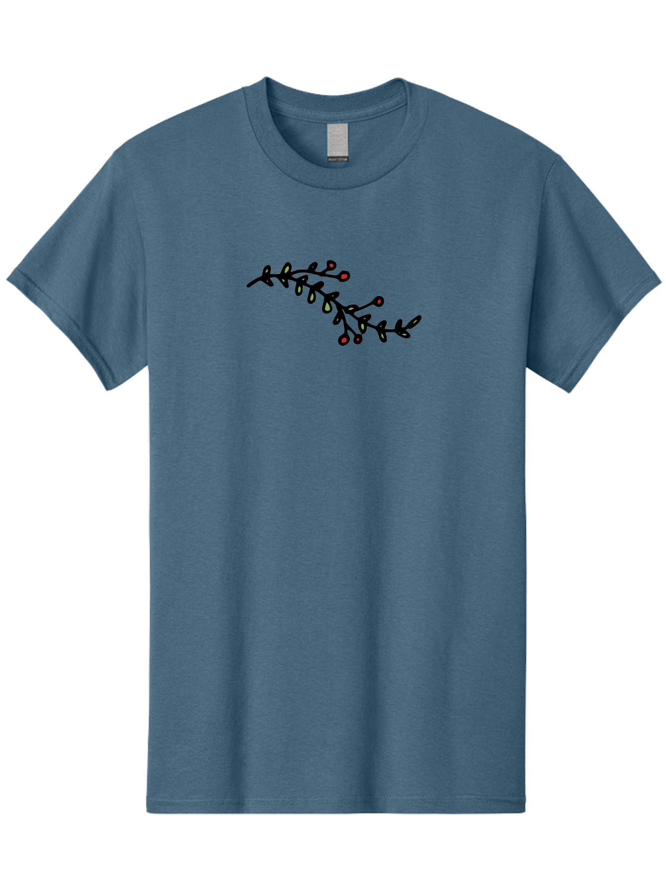 Black-Stem-With-Red-Berries Men'S Graphic Tee, 100% Cotton, Comfortable Casual Summer Wear, Machine Washable, Black Stem, Winter Berries, Red Berries, Minimalist Design, Simple Artwork, Abstract Illustration, Botanical Elements, - Aaa763 11