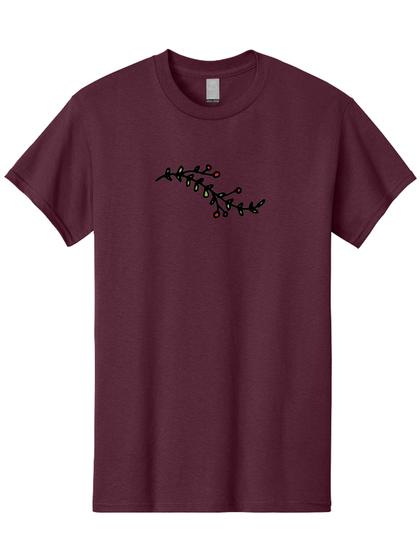 Black-Stem-With-Red-Berries Men'S Graphic Tee, 100% Cotton, Comfortable Casual Summer Wear, Machine Washable, Black Stem, Winter Berries, Red Berries, Minimalist Design, Simple Artwork, Abstract Illustration, Botanical Elements, - Aaa763 13