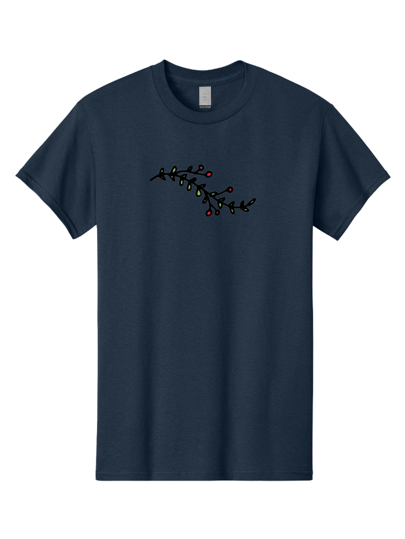 Black-Stem-With-Red-Berries Men'S Graphic Tee, 100% Cotton, Comfortable Casual Summer Wear, Machine Washable, Black Stem, Winter Berries, Red Berries, Minimalist Design, Simple Artwork, Abstract Illustration, Botanical Elements, - Aaa763 19