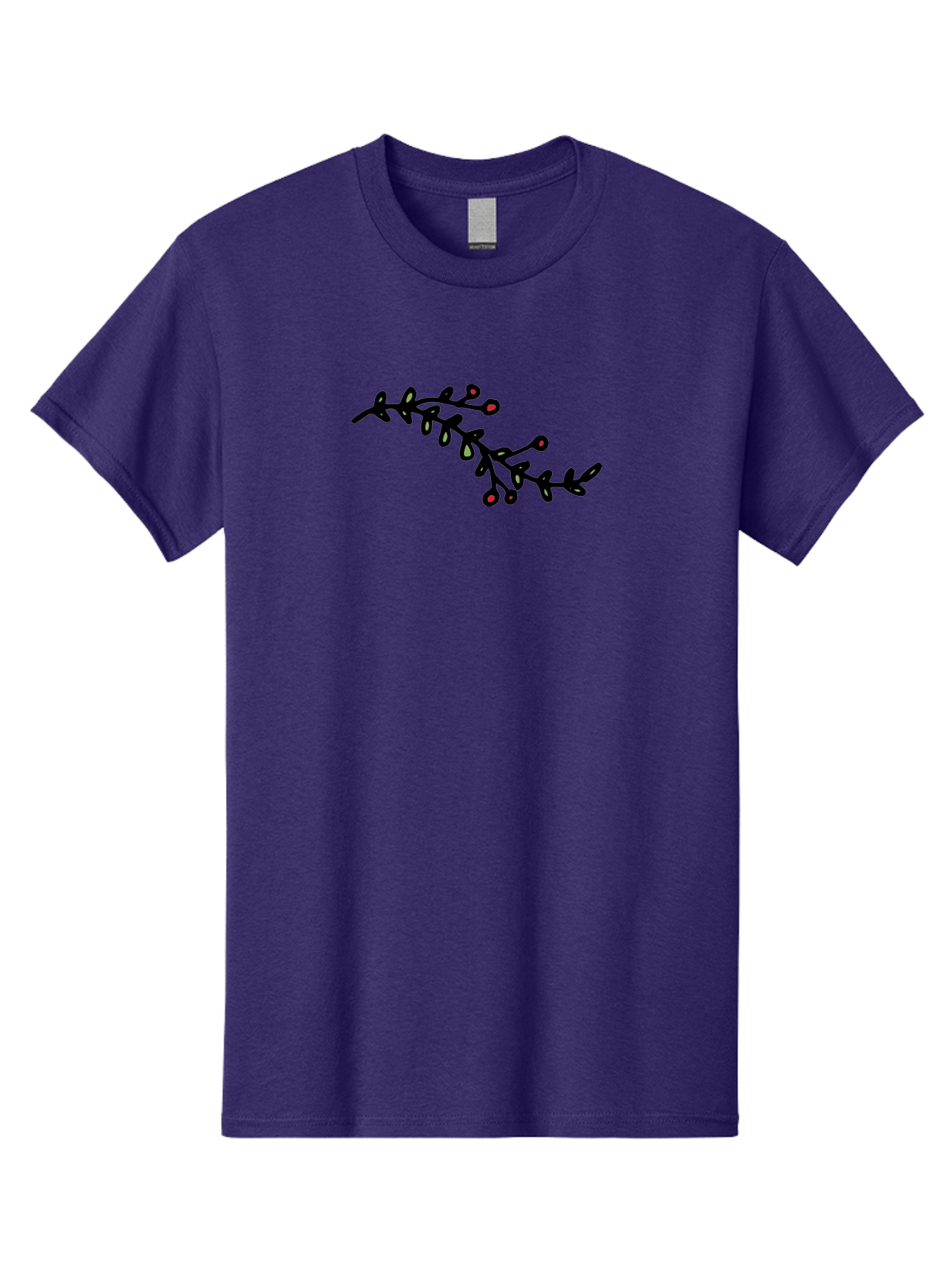 Black-Stem-With-Red-Berries Men'S Graphic Tee, 100% Cotton, Comfortable Casual Summer Wear, Machine Washable, Black Stem, Winter Berries, Red Berries, Minimalist Design, Simple Artwork, Abstract Illustration, Botanical Elements, - Aaa763 21
