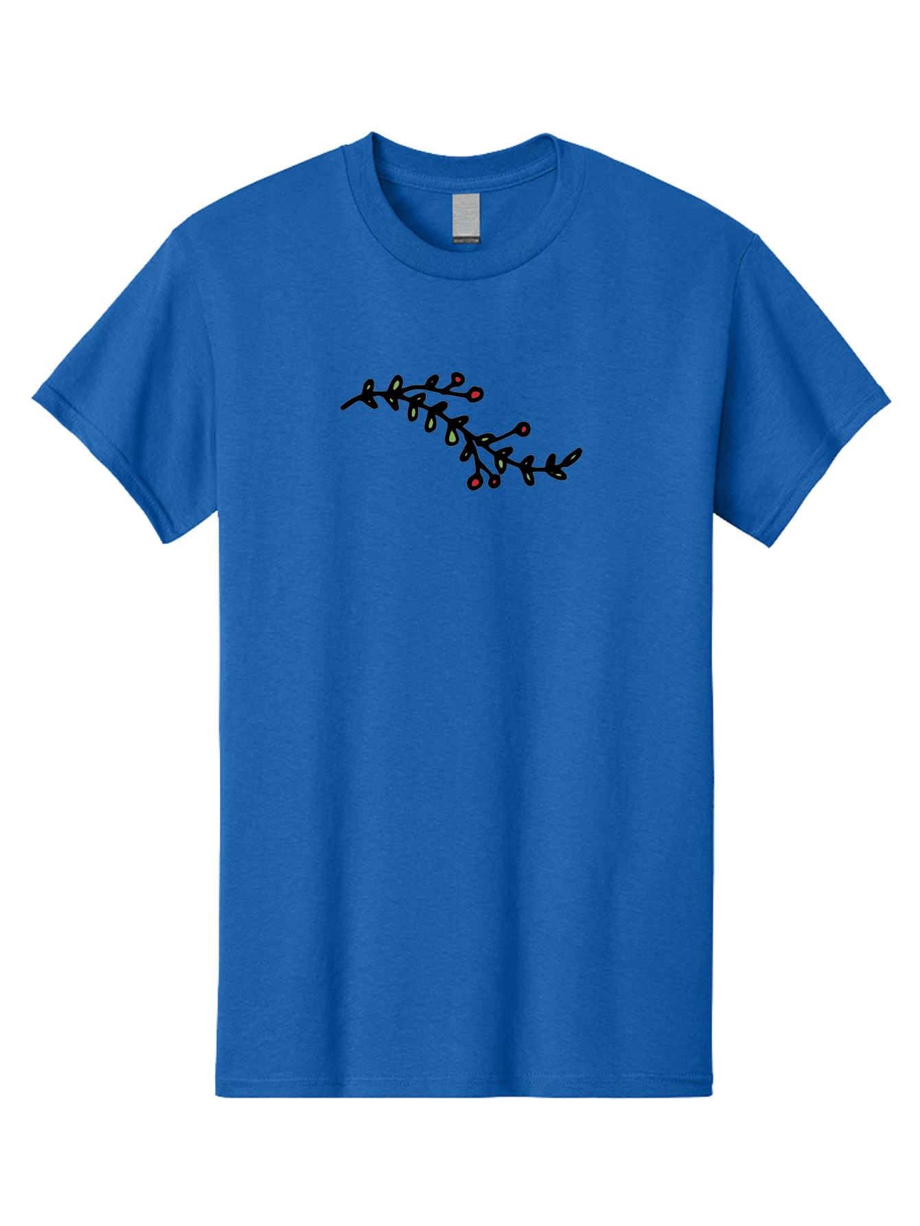 Black-Stem-With-Red-Berries Men'S Graphic Tee, 100% Cotton, Comfortable Casual Summer Wear, Machine Washable, Black Stem, Winter Berries, Red Berries, Minimalist Design, Simple Artwork, Abstract Illustration, Botanical Elements, - Aaa763 25