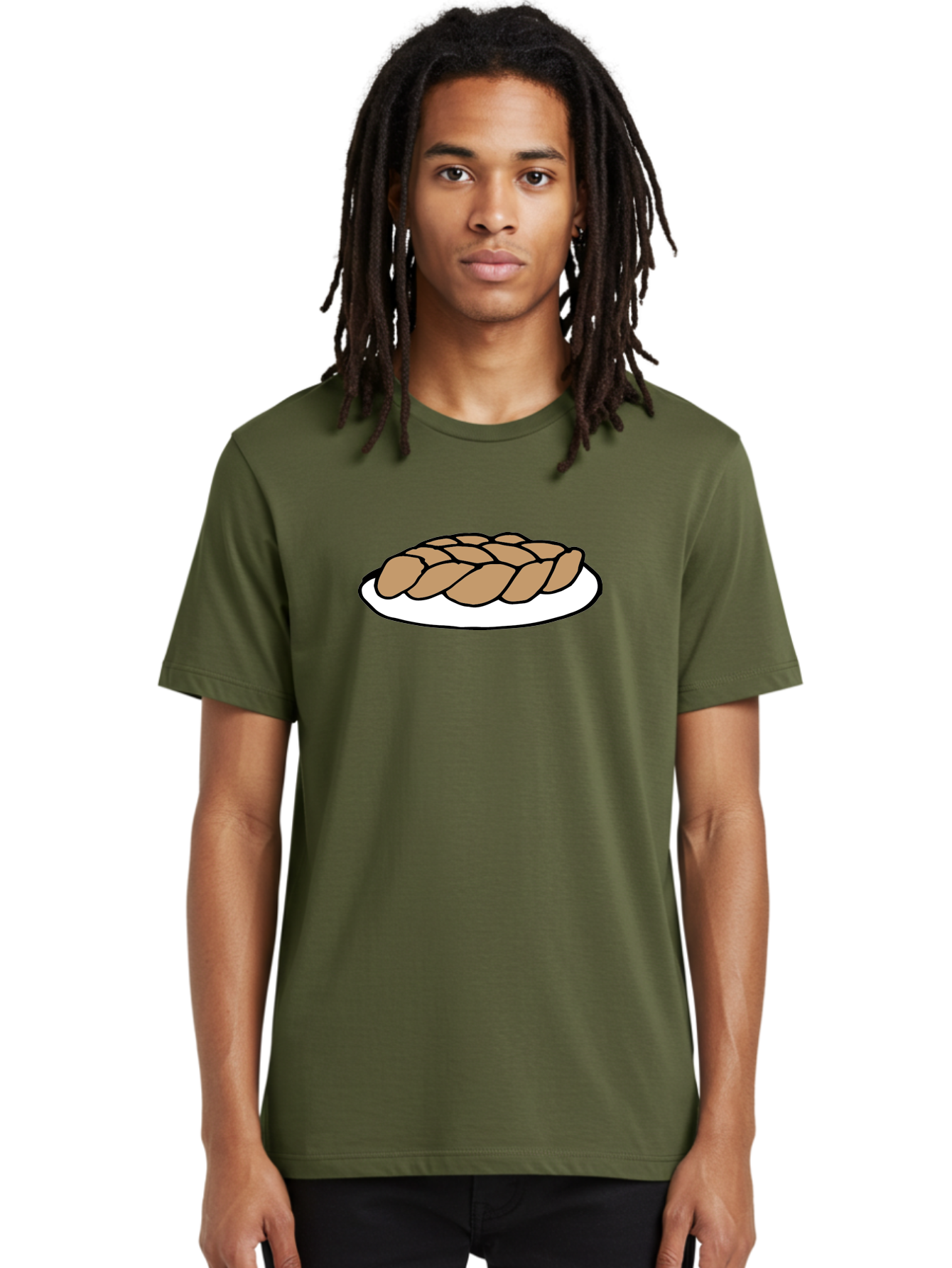 Braided-Loaf-Of-Bread Men'S Graphic Tee, 100% Cotton, Comfortable Casual Summer Wear, Machine Washable, Braided Bread, Baked Goods, Artisanal Bread, Bread On Plate, White Plate, Brown Bread, Traditional Bread, Freshly Baked - Aaa771 16