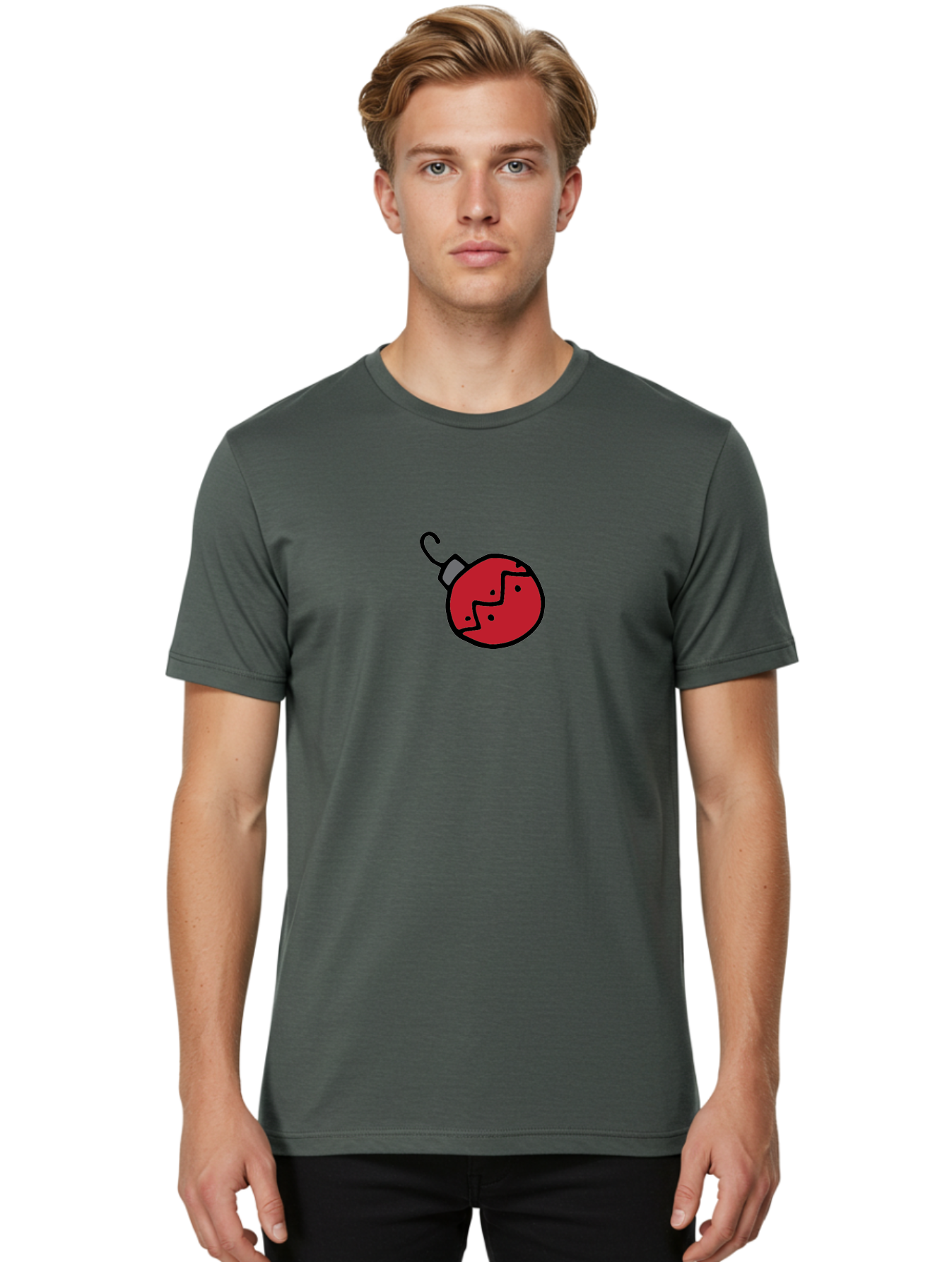 Broken-Red-Bauble Men'S Graphic Tee, 100% Cotton, Comfortable Casual Summer Wear, Machine Washable, Broken Christmas Ornament, Red Bauble, Shattered Decoration, Festive Fragility, Holiday Decor, Cracked Glass, Black Outline - Aaa773 4
