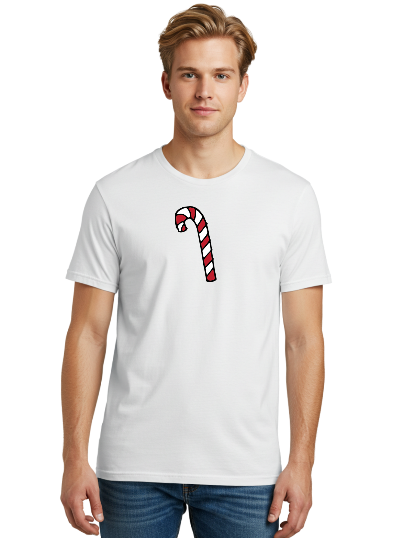 Candy-Cane-2 Men'S Graphic Tee, 100% Cotton, Comfortable Casual Summer Wear, Machine Washable, Striped Candy Cane, Holiday Treat, Festive Decoration, Christmas Symbol, Red And White Stripes, Sweet Delight, Seasonal Charm - Aaa780 10