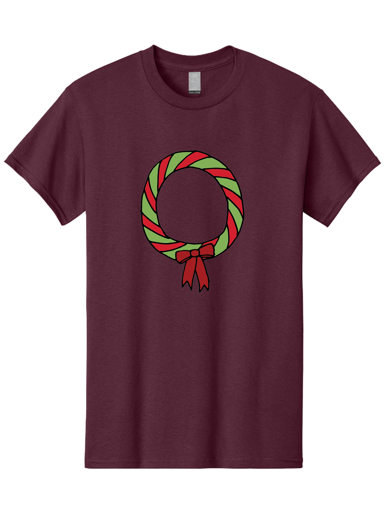 Candy-Cane-Wreath Men'S Graphic Tee, 100% Cotton, Comfortable Casual Summer Wear, Machine Washable, Candy Cane Wreath, Christmas Decoration, Red And Green Stripes, Festive Holiday Decor, Wrapped Candy Design, Ribbon Bow, Sweet Treat Theme, - Aaa784 13