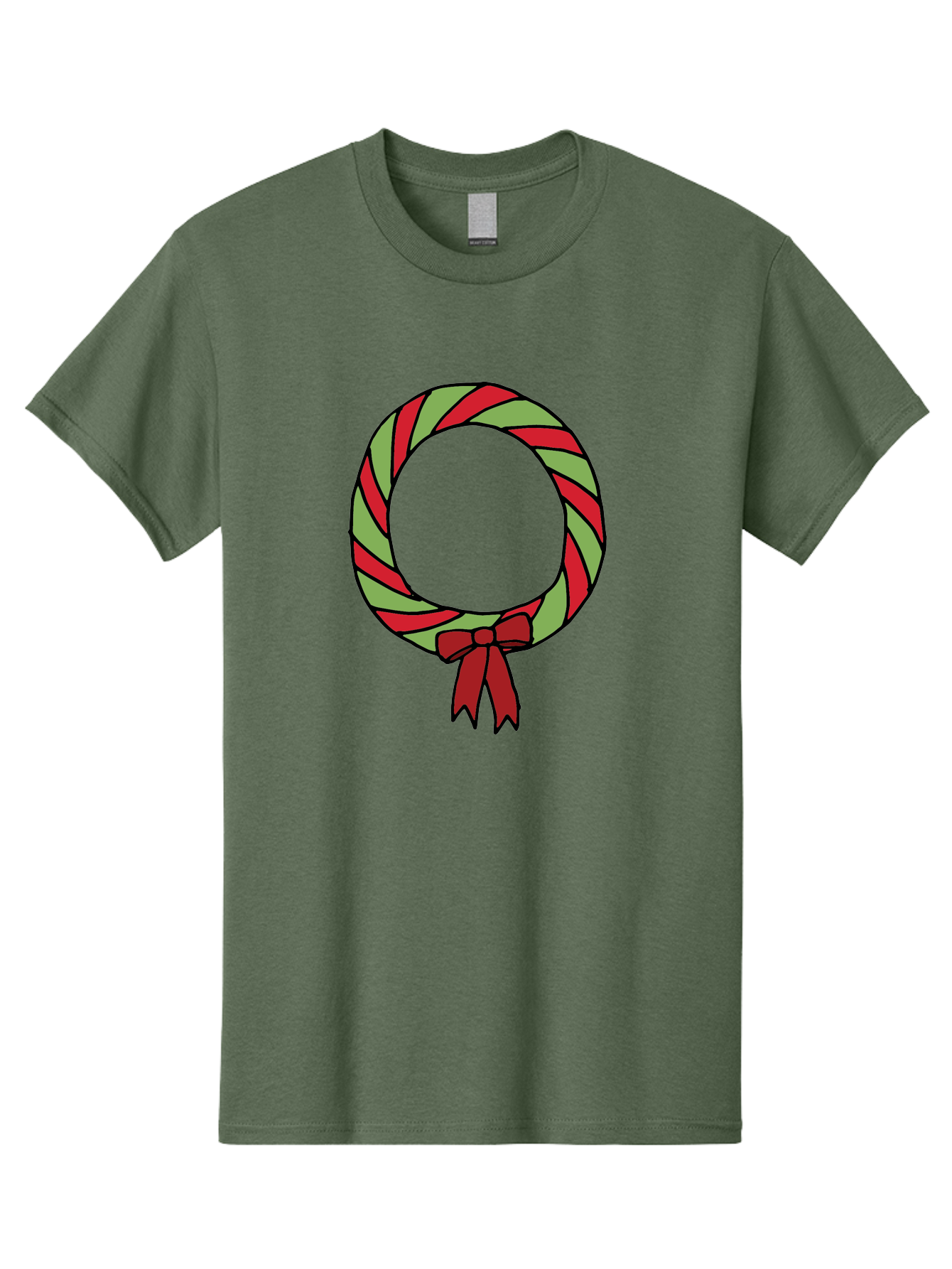 Candy-Cane-Wreath Men'S Graphic Tee, 100% Cotton, Comfortable Casual Summer Wear, Machine Washable, Candy Cane Wreath, Christmas Decoration, Red And Green Stripes, Festive Holiday Decor, Wrapped Candy Design, Ribbon Bow, Sweet Treat Theme, - Aaa784 15