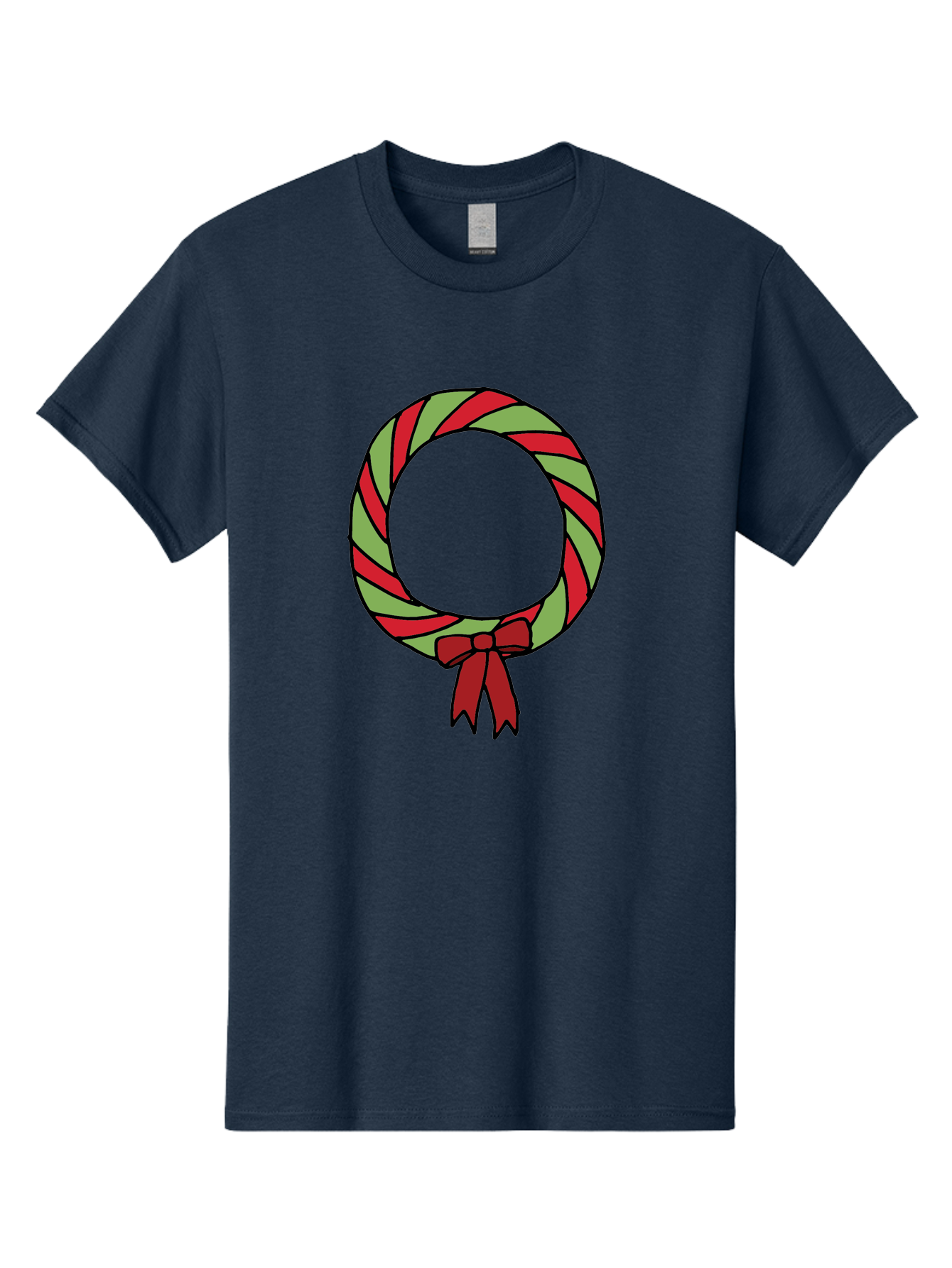 Candy-Cane-Wreath Men'S Graphic Tee, 100% Cotton, Comfortable Casual Summer Wear, Machine Washable, Candy Cane Wreath, Christmas Decoration, Red And Green Stripes, Festive Holiday Decor, Wrapped Candy Design, Ribbon Bow, Sweet Treat Theme, - Aaa784 19