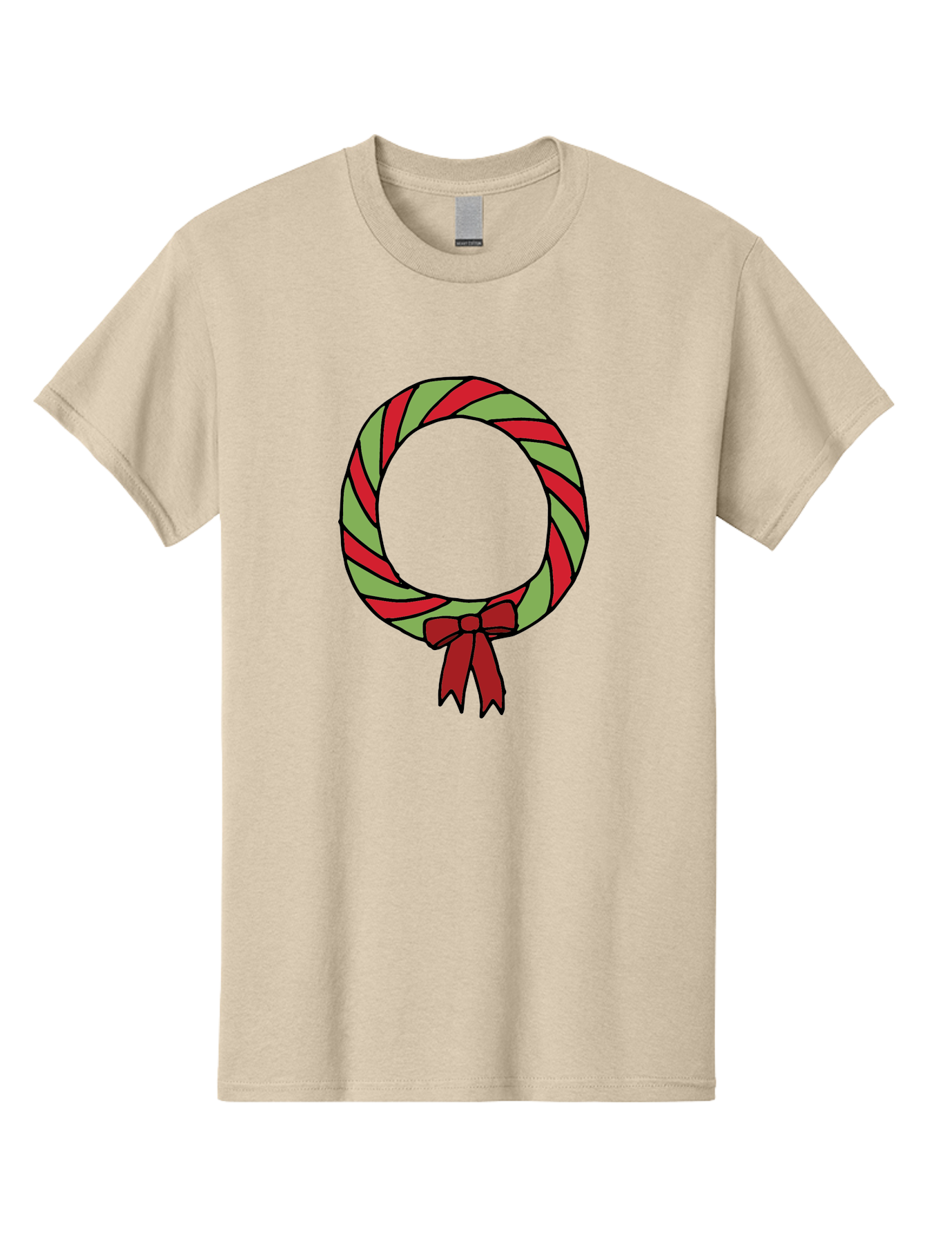 Candy-Cane-Wreath Men'S Graphic Tee, 100% Cotton, Comfortable Casual Summer Wear, Machine Washable, Candy Cane Wreath, Christmas Decoration, Red And Green Stripes, Festive Holiday Decor, Wrapped Candy Design, Ribbon Bow, Sweet Treat Theme, - Aaa784 27