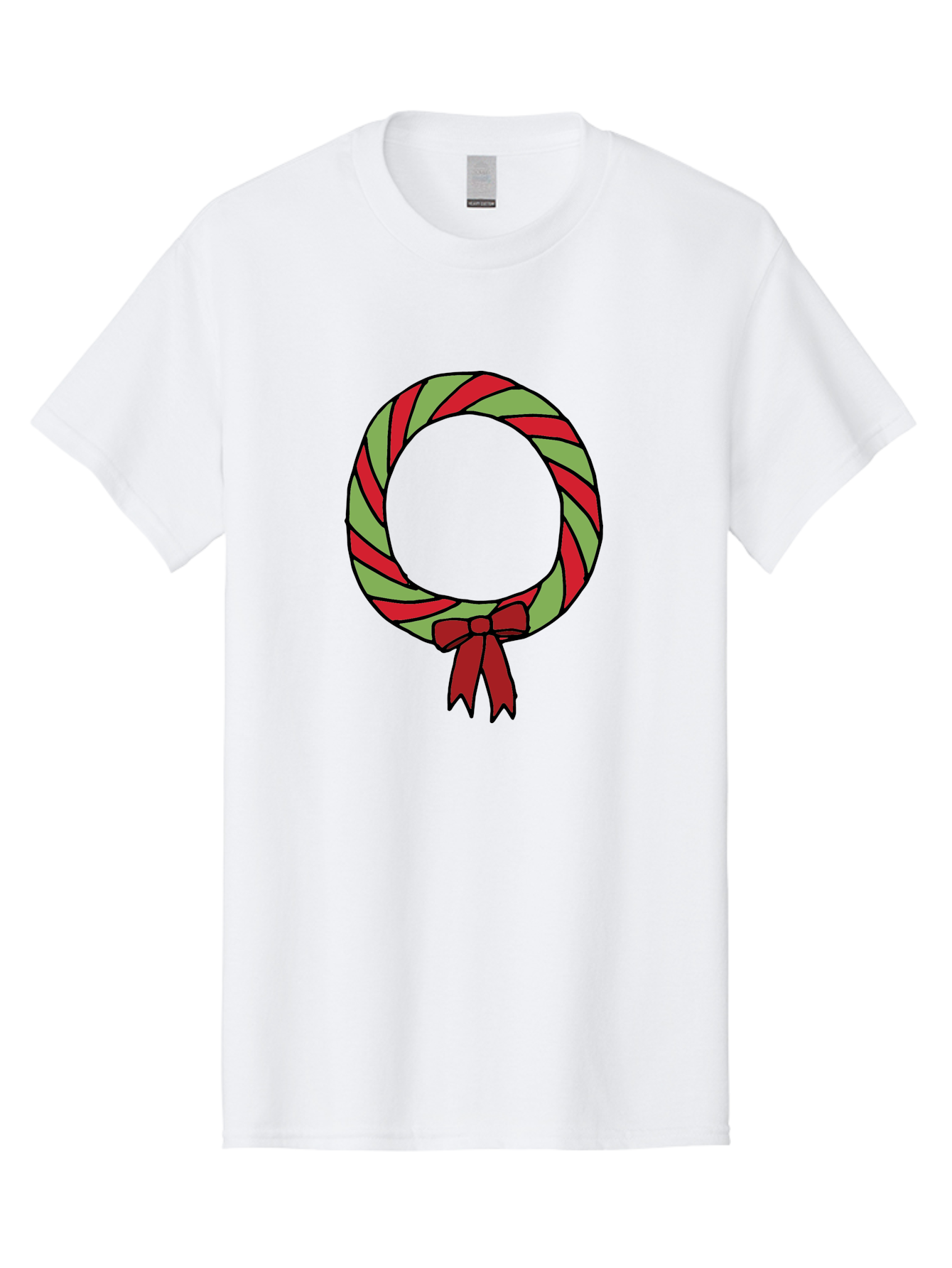 Candy-Cane-Wreath Men'S Graphic Tee, 100% Cotton, Comfortable Casual Summer Wear, Machine Washable, Candy Cane Wreath, Christmas Decoration, Red And Green Stripes, Festive Holiday Decor, Wrapped Candy Design, Ribbon Bow, Sweet Treat Theme, - Aaa784 29
