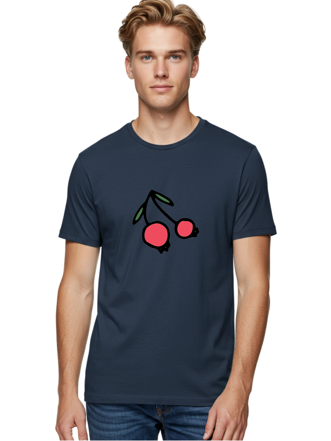 Cherry-Sunglasses Men'S Graphic Tee, 100% Cotton, Comfortable Casual Summer Wear, Machine Washable, Fun Sunglasses, Cherry Design, Playful Eyewear, Trendy Accessories, Stylish Shades, Cartoon Graphics, Retro Style, Fashion Statement - Aaa800 20
