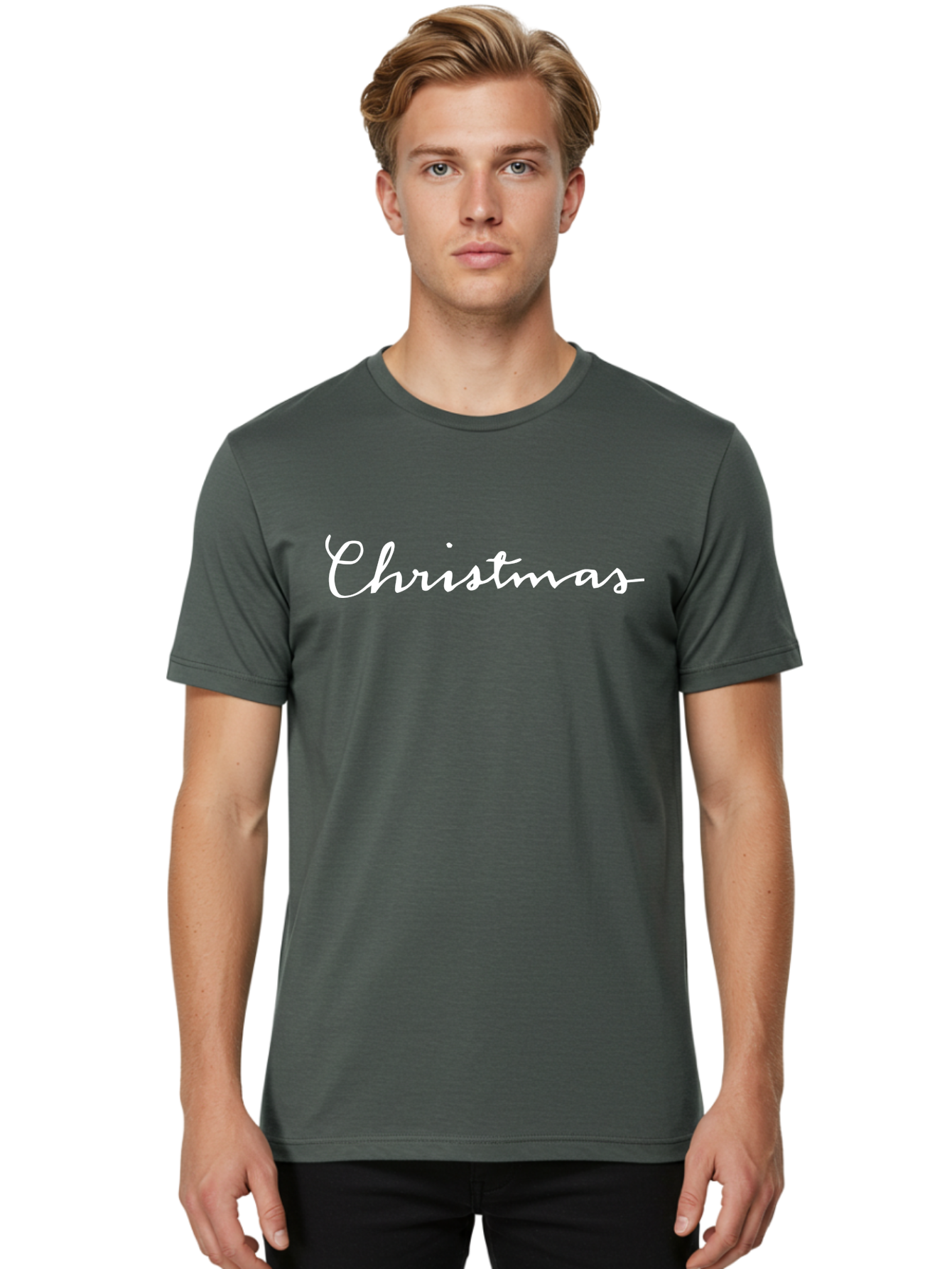 Christmas-1 Men'S Graphic Tee, 100% Cotton, Comfortable Casual Summer Wear, Machine Washable, Christmas, Holiday Season, Festive Atmosphere, Winter Wonderland, Holiday Cheer, Christmas Magic, White Cursive Text - Aaa801 16