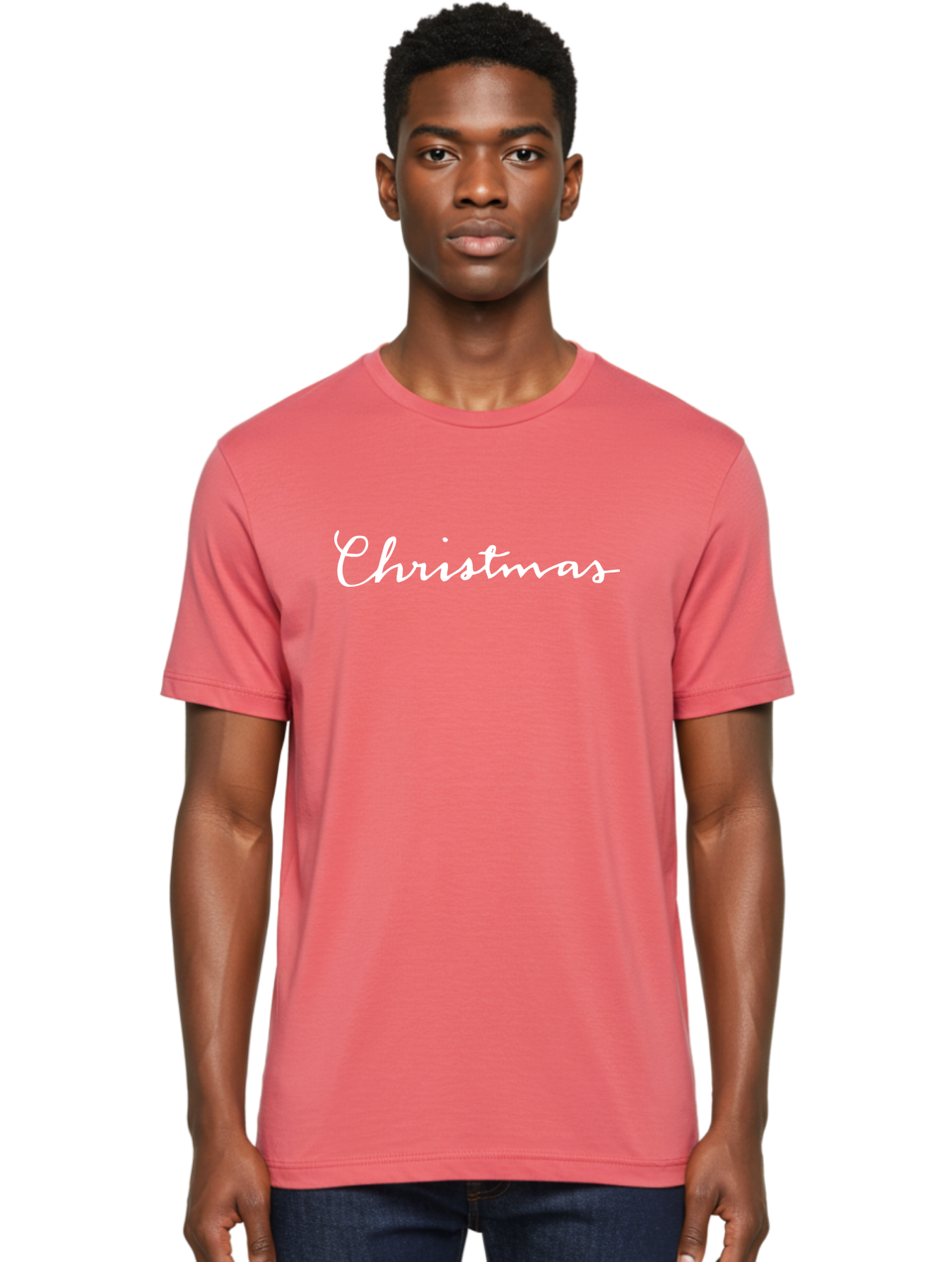 Christmas-1 Men'S Graphic Tee, 100% Cotton, Comfortable Casual Summer Wear, Machine Washable, Christmas, Holiday Season, Festive Atmosphere, Winter Wonderland, Holiday Cheer, Christmas Magic, White Cursive Text - Aaa801 4