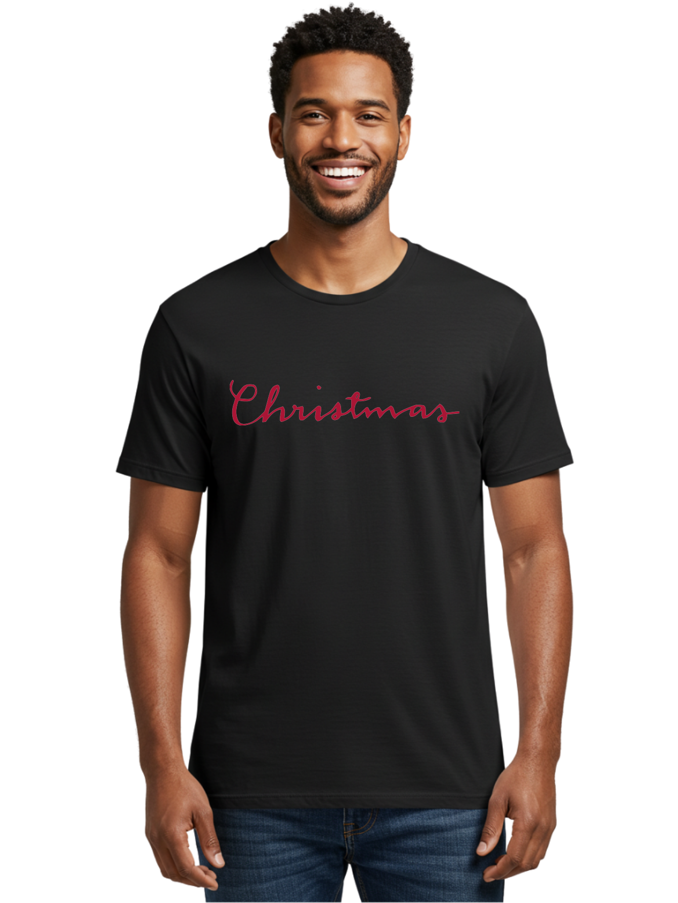 Christmas-2 Men'S Graphic Tee, 100% Cotton, Comfortable Casual Summer Wear, Machine Washable, Christmas Theme, Holiday Season, Festive Vibes, Red Cursive Text, Xmas Greeting, Winter Celebration, Holiday Cheer - Aaa802 6