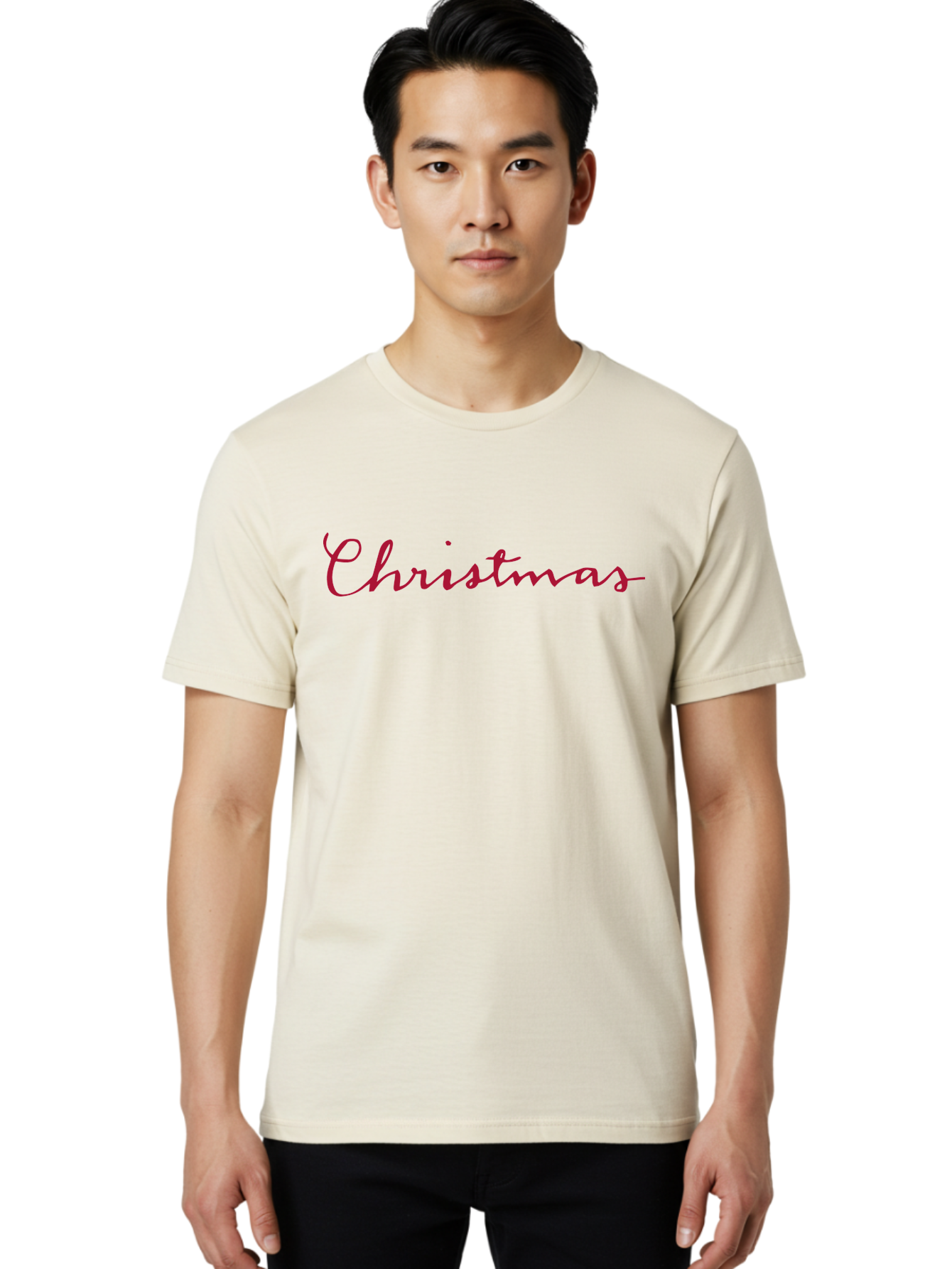 Christmas-2 Men'S Graphic Tee, 100% Cotton, Comfortable Casual Summer Wear, Machine Washable, Christmas Theme, Holiday Season, Festive Vibes, Red Cursive Text, Xmas Greeting, Winter Celebration, Holiday Cheer - Aaa802 10