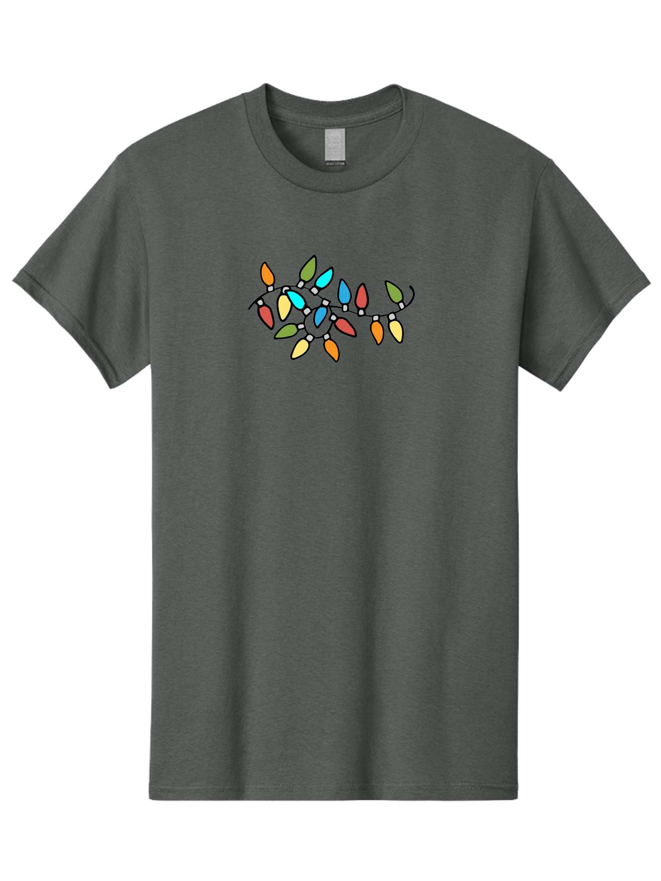Christmas-Lights-1 Men'S Graphic Tee, 100% Cotton, Comfortable Casual Summer Wear, Machine Washable, Multicolored Christmas Lights, Festive Decorations, Holiday String Lights, Colorful Bulbs, Celebration Decoration, Party Lights - Aaa807 13