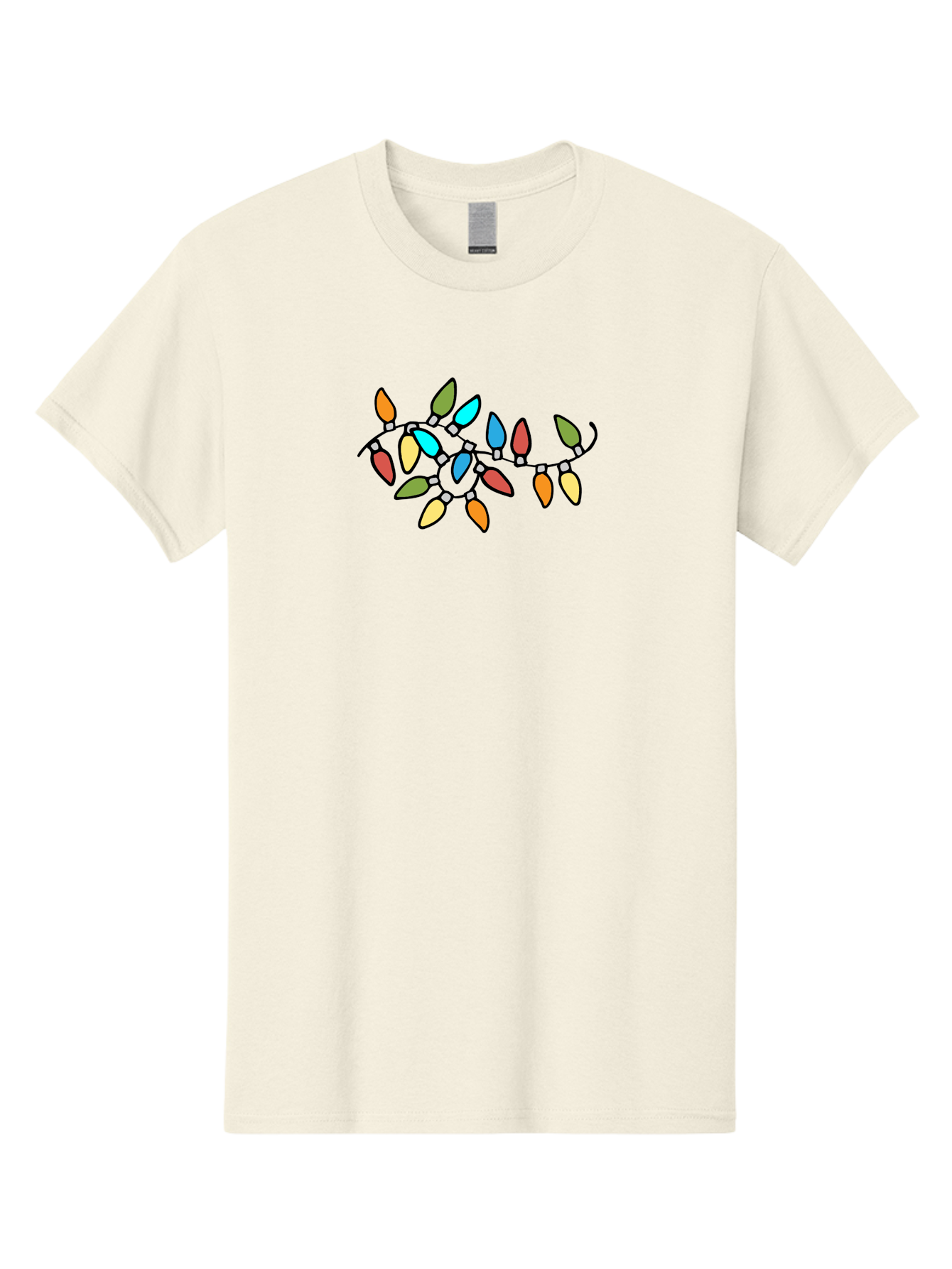 Christmas-Lights-1 Men'S Graphic Tee, 100% Cotton, Comfortable Casual Summer Wear, Machine Washable, Multicolored Christmas Lights, Festive Decorations, Holiday String Lights, Colorful Bulbs, Celebration Decoration, Party Lights - Aaa807 5