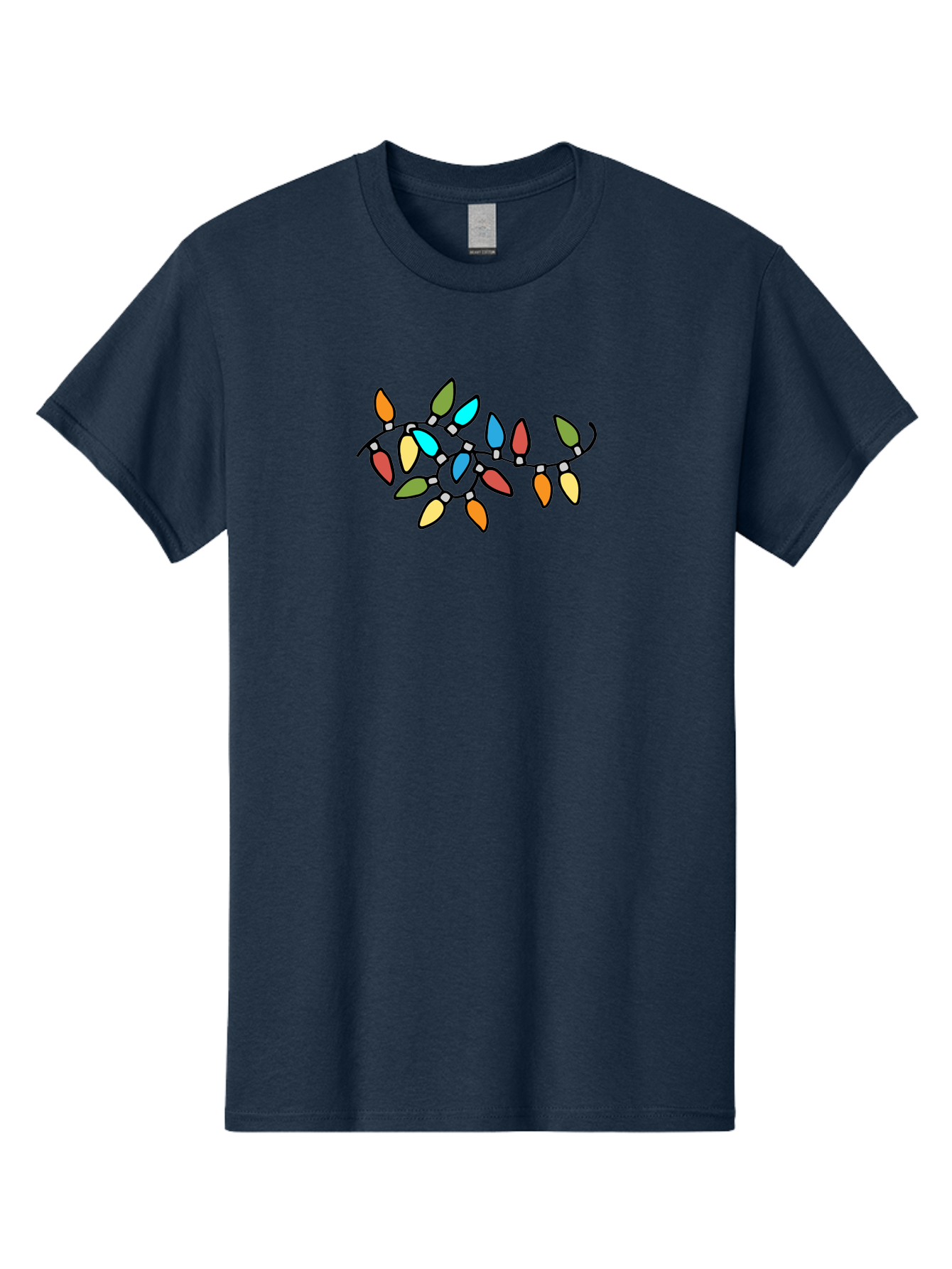 Christmas-Lights-1 Men'S Graphic Tee, 100% Cotton, Comfortable Casual Summer Wear, Machine Washable, Multicolored Christmas Lights, Festive Decorations, Holiday String Lights, Colorful Bulbs, Celebration Decoration, Party Lights - Aaa807 27