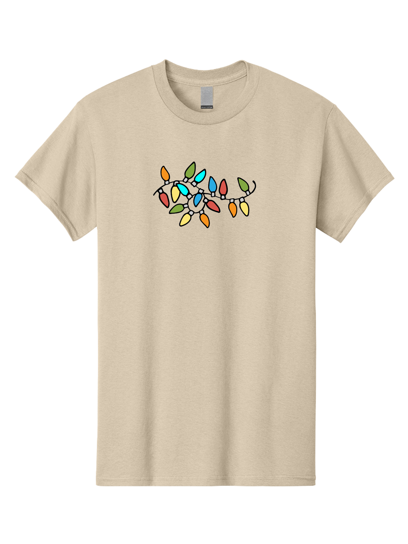 Christmas-Lights-1 Men'S Graphic Tee, 100% Cotton, Comfortable Casual Summer Wear, Machine Washable, Multicolored Christmas Lights, Festive Decorations, Holiday String Lights, Colorful Bulbs, Celebration Decoration, Party Lights - Aaa807 9