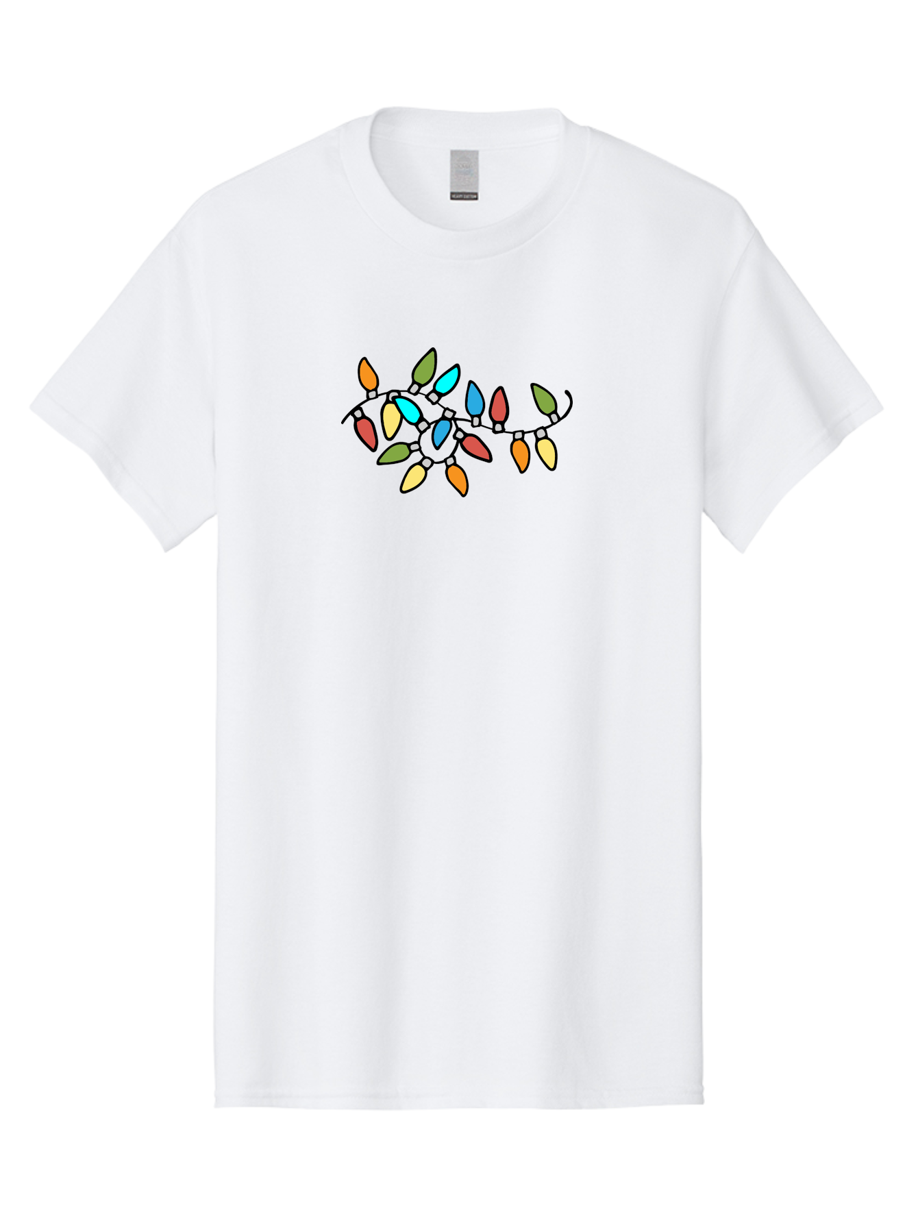 Christmas-Lights-1 Men'S Graphic Tee, 100% Cotton, Comfortable Casual Summer Wear, Machine Washable, Multicolored Christmas Lights, Festive Decorations, Holiday String Lights, Colorful Bulbs, Celebration Decoration, Party Lights - Aaa807 25