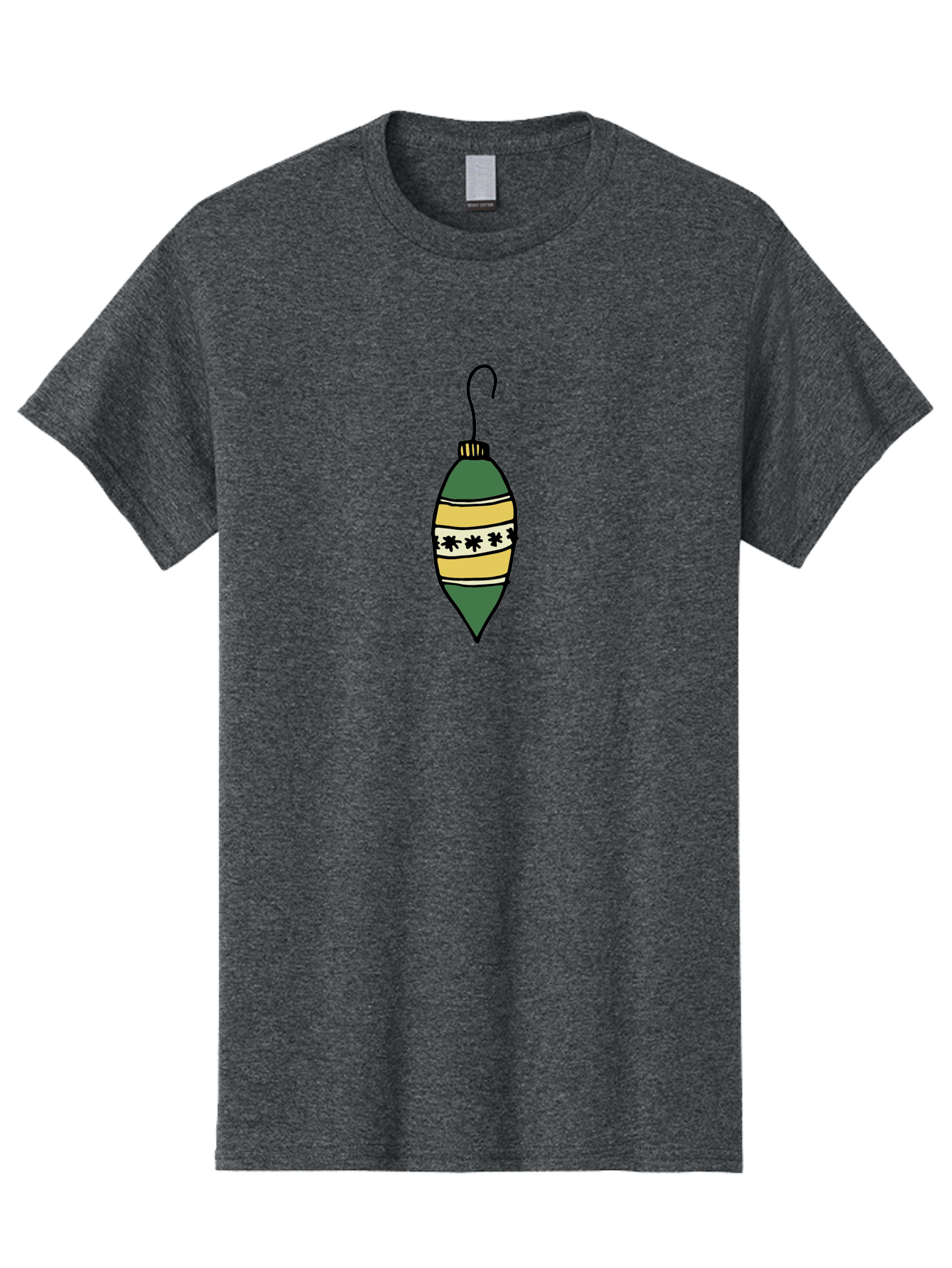 Christmas-Ornament-1 Men'S Graphic Tee, 100% Cotton, Comfortable Casual Summer Wear, Machine Washable, Christmas Decoration, Festive Ornament, Holiday Decor, Green And Yellow Bauble, Striped Pattern, Floral Design, Hanging Decoration, - Aaa809 29
