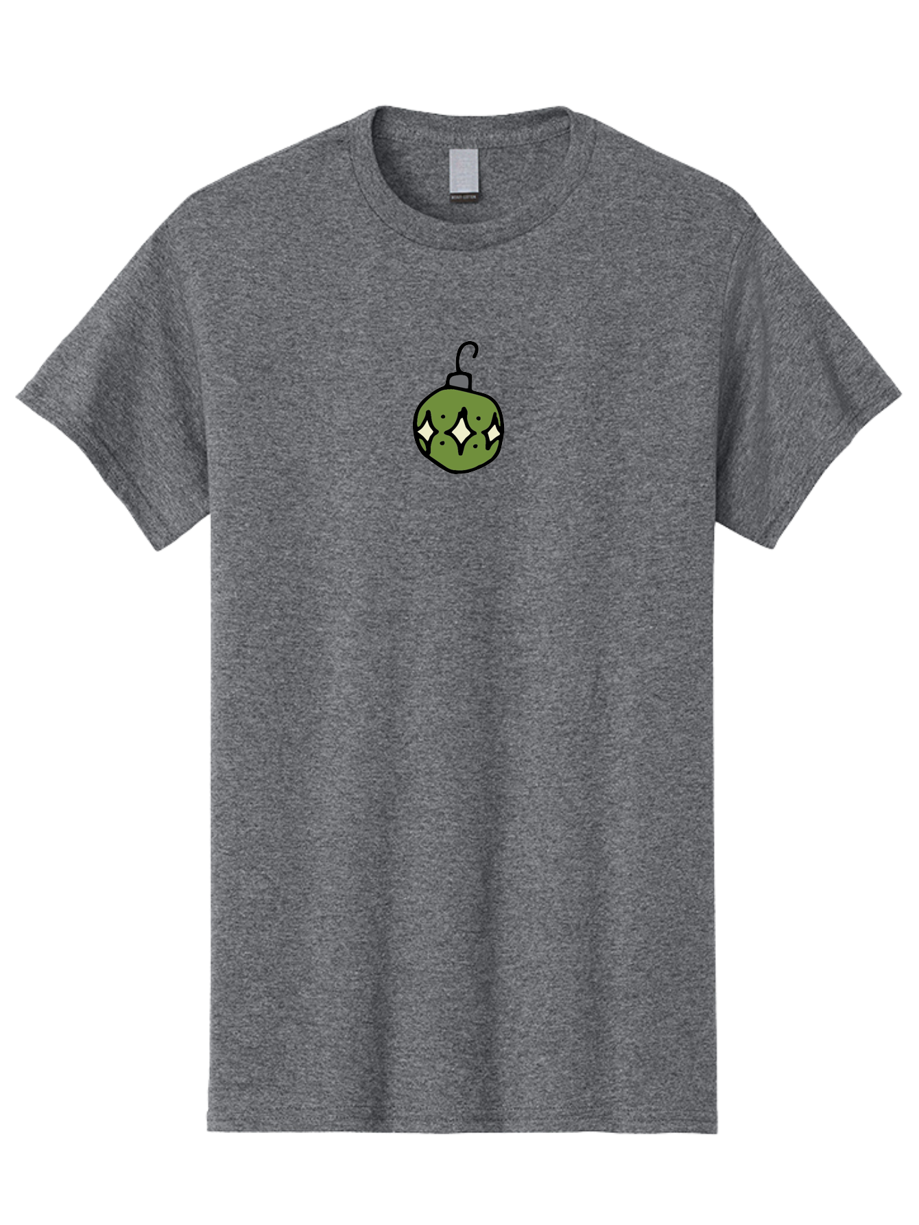 Christmas-Ornament-5 Men'S Graphic Tee, 100% Cotton, Comfortable Casual Summer Wear, Machine Washable, Christmas Decoration, Festive Symbol, Green Ornament, Hanging Decoration, Holiday Decor, Cartoon Style, White Diamonds, Black Outline, - Aaa813 21