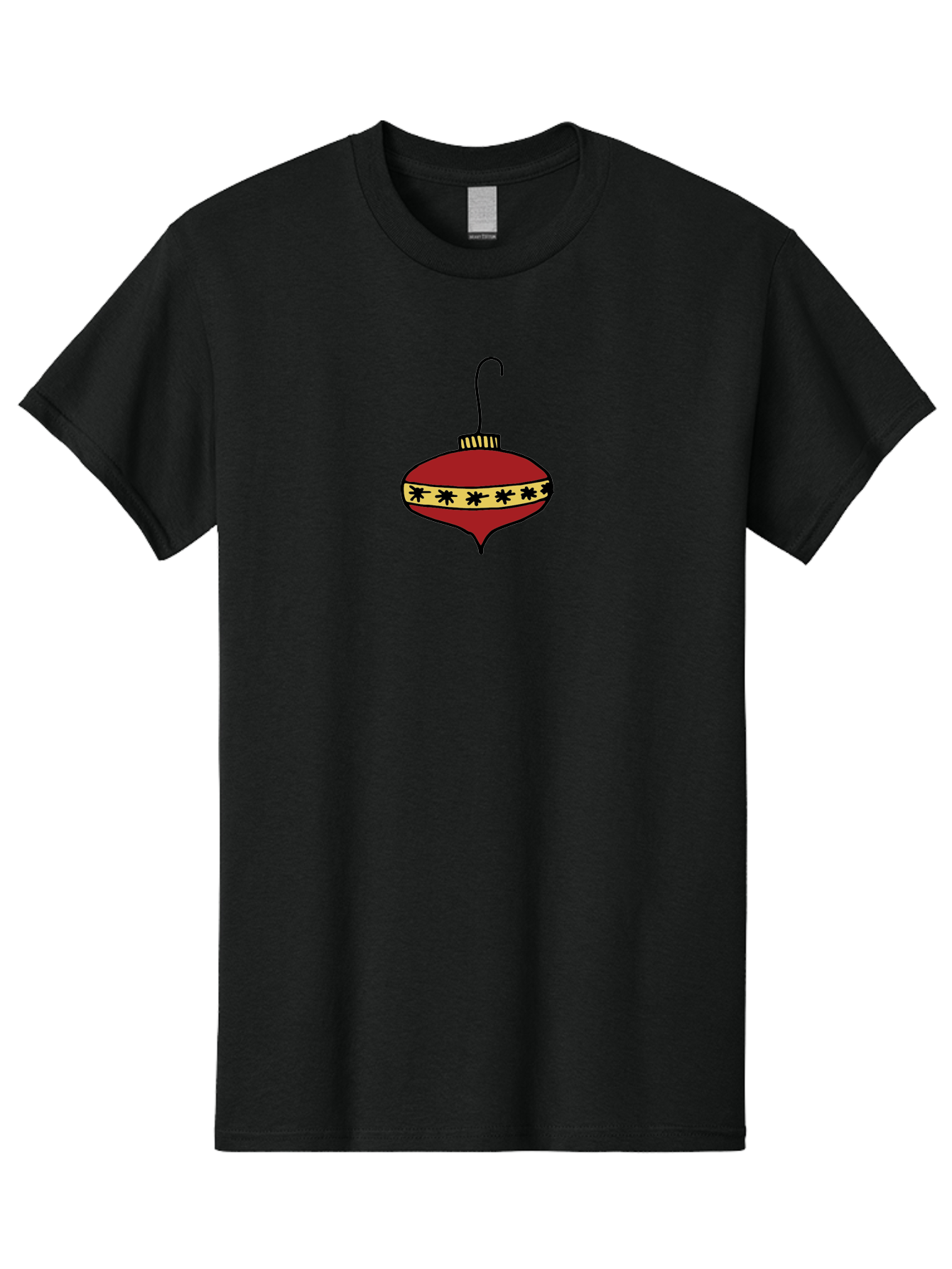 Christmas-Ornament Men'S Graphic Tee, 100% Cotton, Comfortable Casual Summer Wear, Machine Washable, Christmas Ornament, Red Decoration, Festive Decor, Holiday Season, Yellow And Black Pattern, Christmas Tree Decoration, Vintage Style, - Aaa815 25