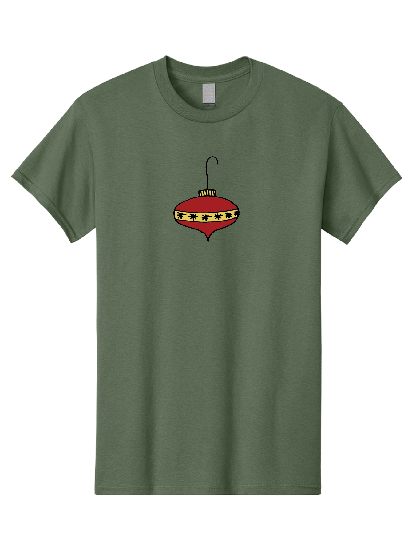 Christmas-Ornament Men'S Graphic Tee, 100% Cotton, Comfortable Casual Summer Wear, Machine Washable, Christmas Ornament, Red Decoration, Festive Decor, Holiday Season, Yellow And Black Pattern, Christmas Tree Decoration, Vintage Style, - Aaa815 9