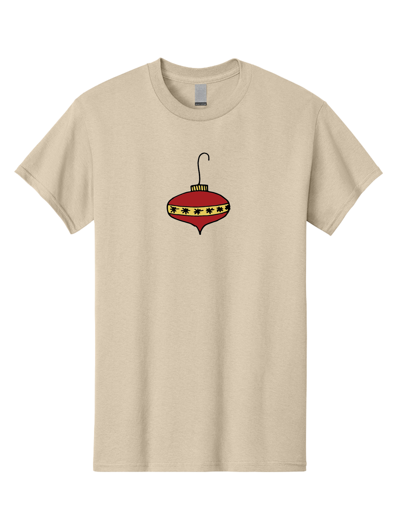 Christmas-Ornament Men'S Graphic Tee, 100% Cotton, Comfortable Casual Summer Wear, Machine Washable, Christmas Ornament, Red Decoration, Festive Decor, Holiday Season, Yellow And Black Pattern, Christmas Tree Decoration, Vintage Style, - Aaa815 19