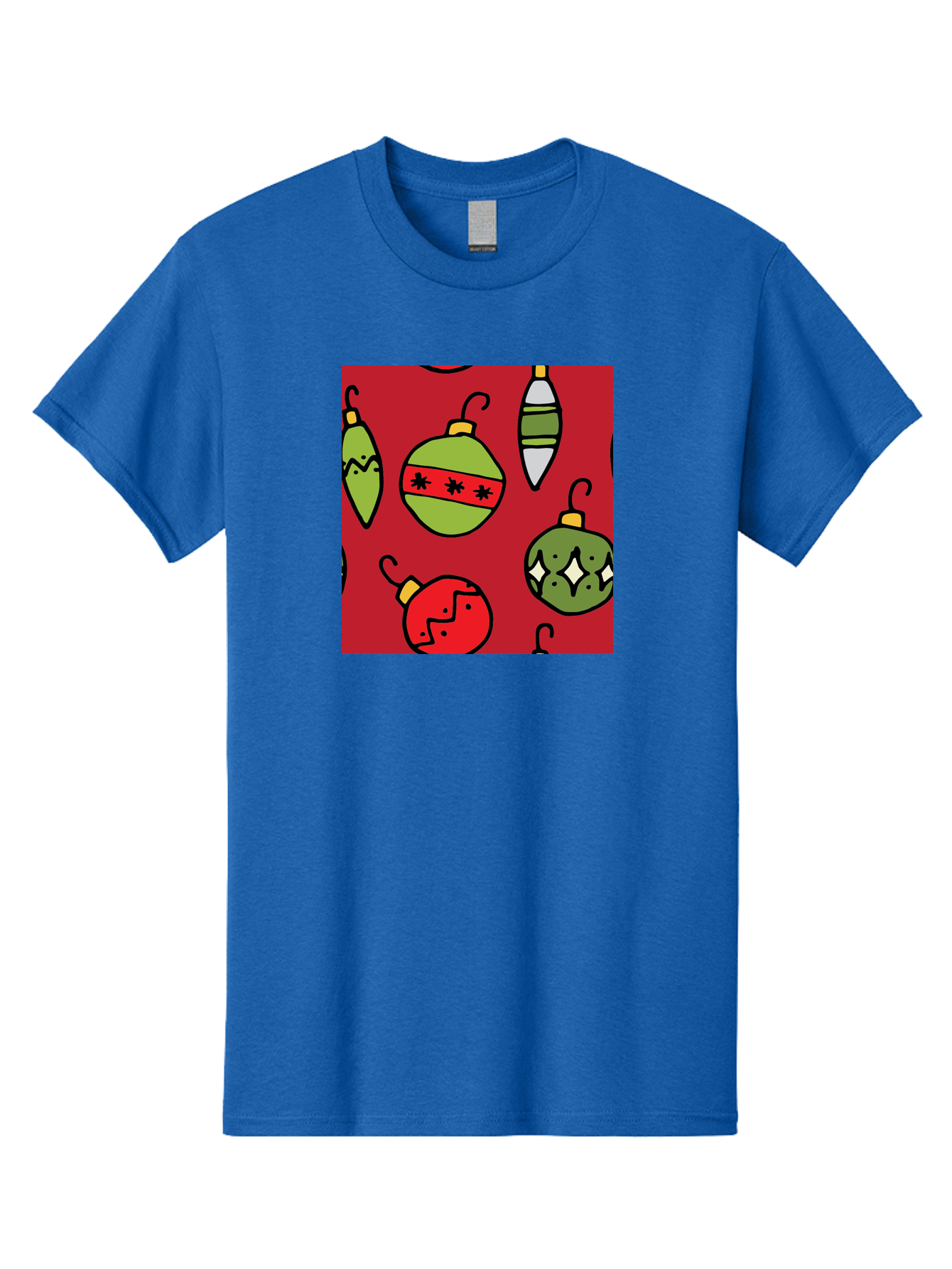 Christmas-Ornaments Men'S Graphic Tee, 100% Cotton, Comfortable Casual Summer Wear, Machine Washable, Christmas Decorations, Festive Ornaments, Holiday Baubles, Red And Green Theme, Cartoon Style, Winter Wonderland, Seasonal Decor, - Aaa817 29