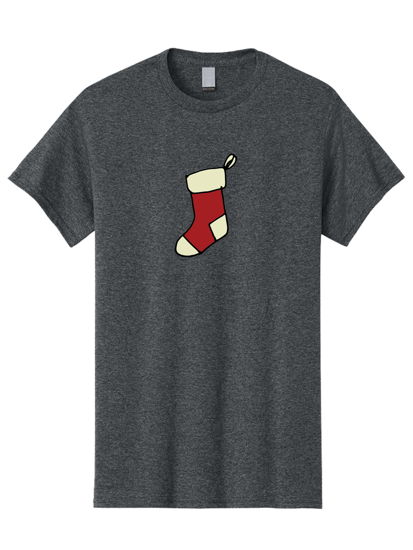 Christmas-Stocking Men'S Graphic Tee, 100% Cotton, Comfortable Casual Summer Wear, Machine Washable, Christmas Stocking, Holiday Decor, Festive Tradition, Red And White Colors, Black Outline, Cartoon Style, Holiday Season, Winter Wonderland - Aaa821 29