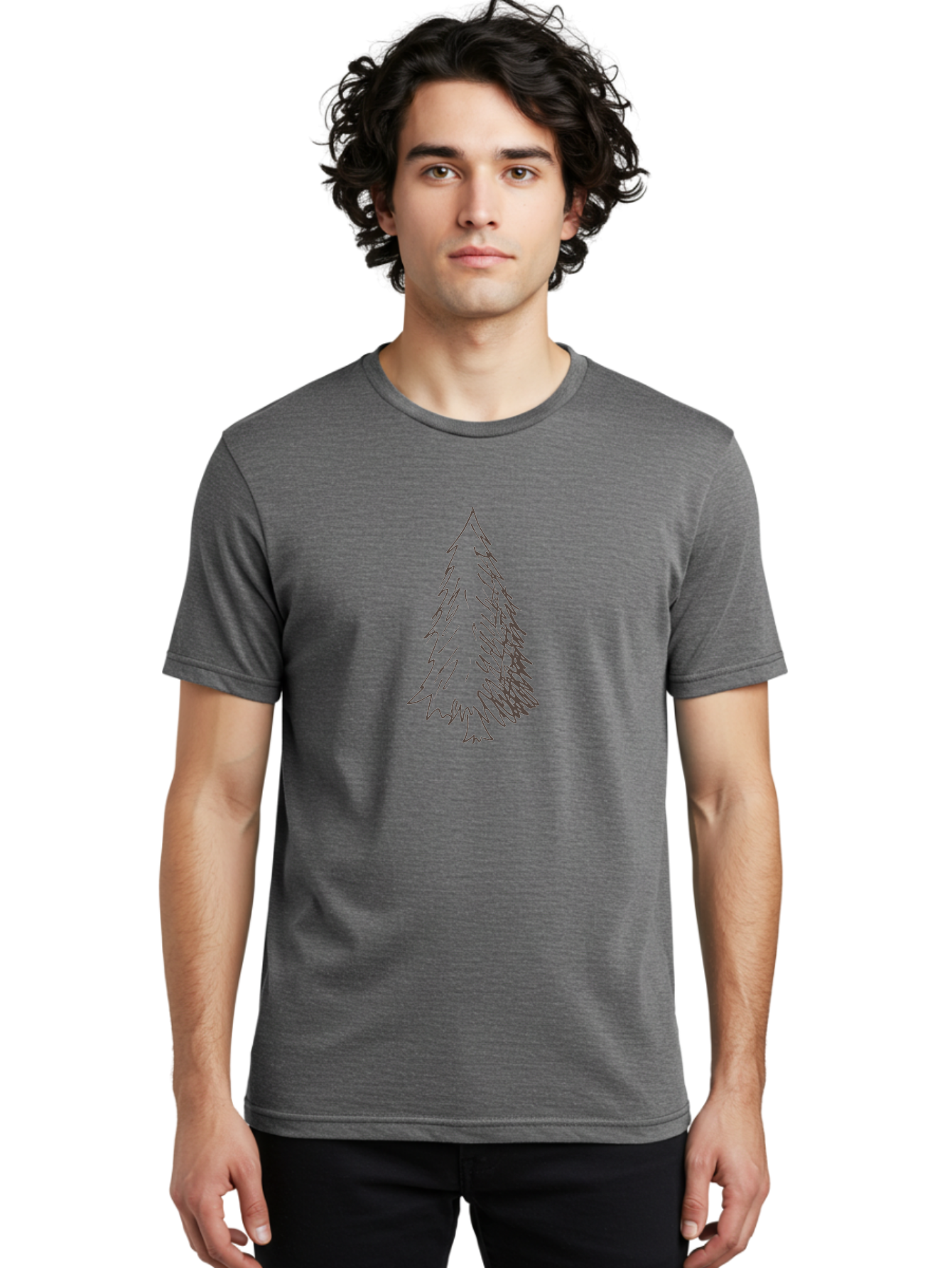 Christmas-Tree-1 Men'S Graphic Tee, 100% Cotton, Comfortable Casual Summer Wear, Machine Washable, Hand-Drawn Christmas Tree, Simple Illustration, Festive Symbol, Holiday Decoration, Minimalist Design, Purple Outline - Aaa822 8