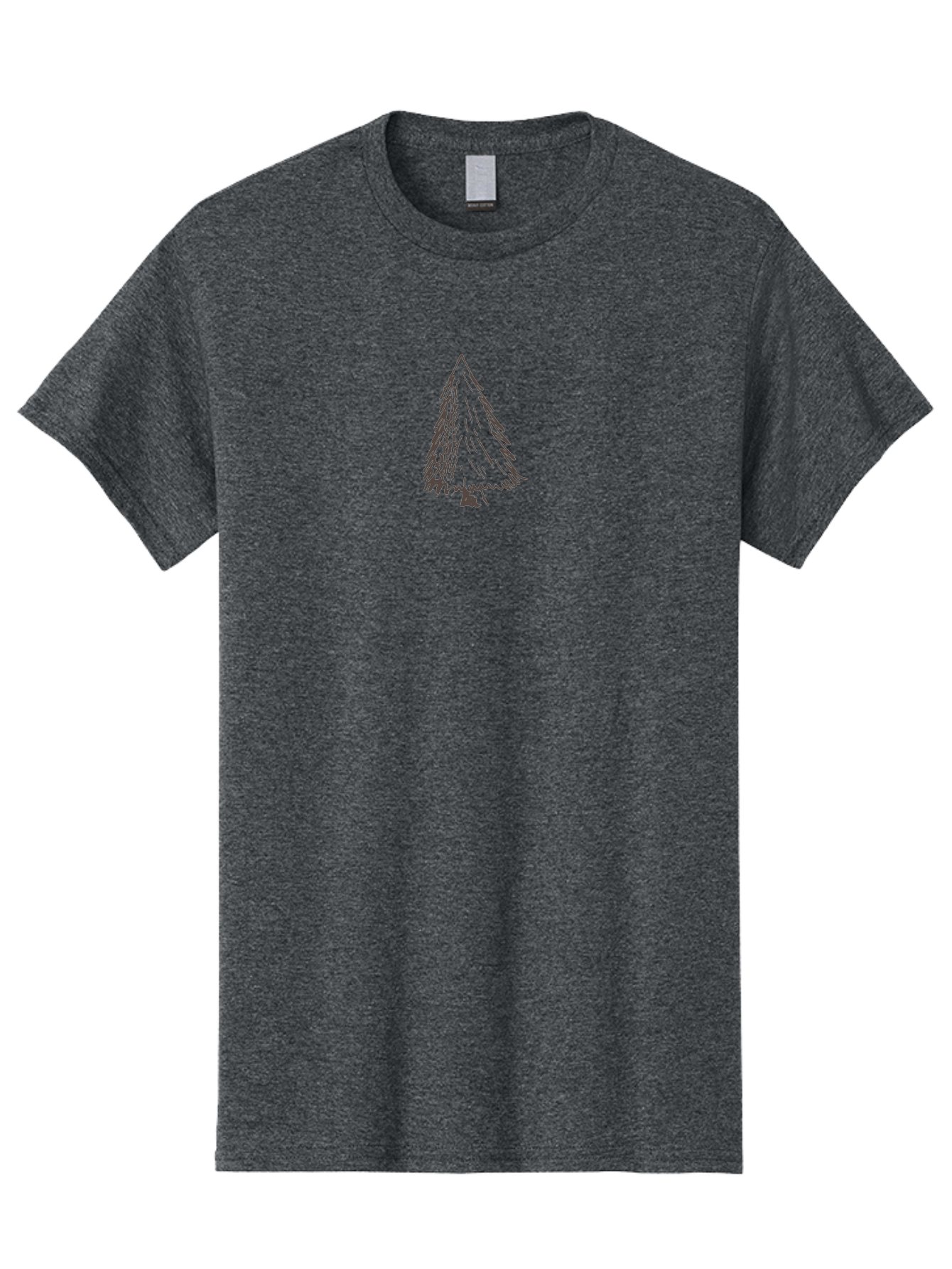 Christmas-Tree Men'S Graphic Tee, 100% Cotton, Comfortable Casual Summer Wear, Machine Washable, Hand Drawn Pine Tree, Simple Illustration, Minimalist Design, Triangular Shape, Dark Gray Lines, Rustic Charm, Whimsical Art, Forest Symbol - Aaa826 5