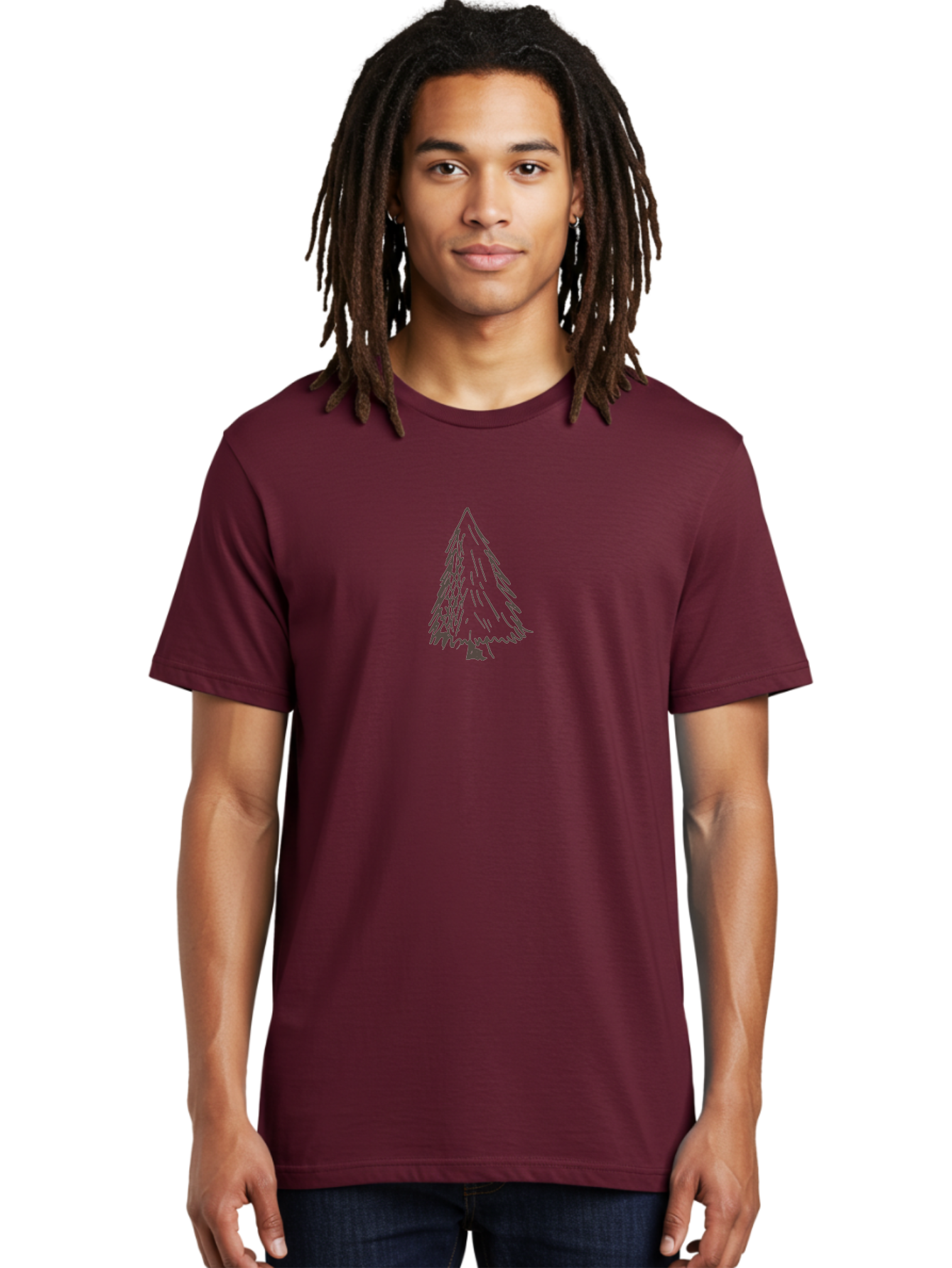 Christmas-Tree Men'S Graphic Tee, 100% Cotton, Comfortable Casual Summer Wear, Machine Washable, Hand Drawn Pine Tree, Simple Illustration, Minimalist Design, Triangular Shape, Dark Gray Lines, Rustic Charm, Whimsical Art, Forest Symbol - Aaa826 18