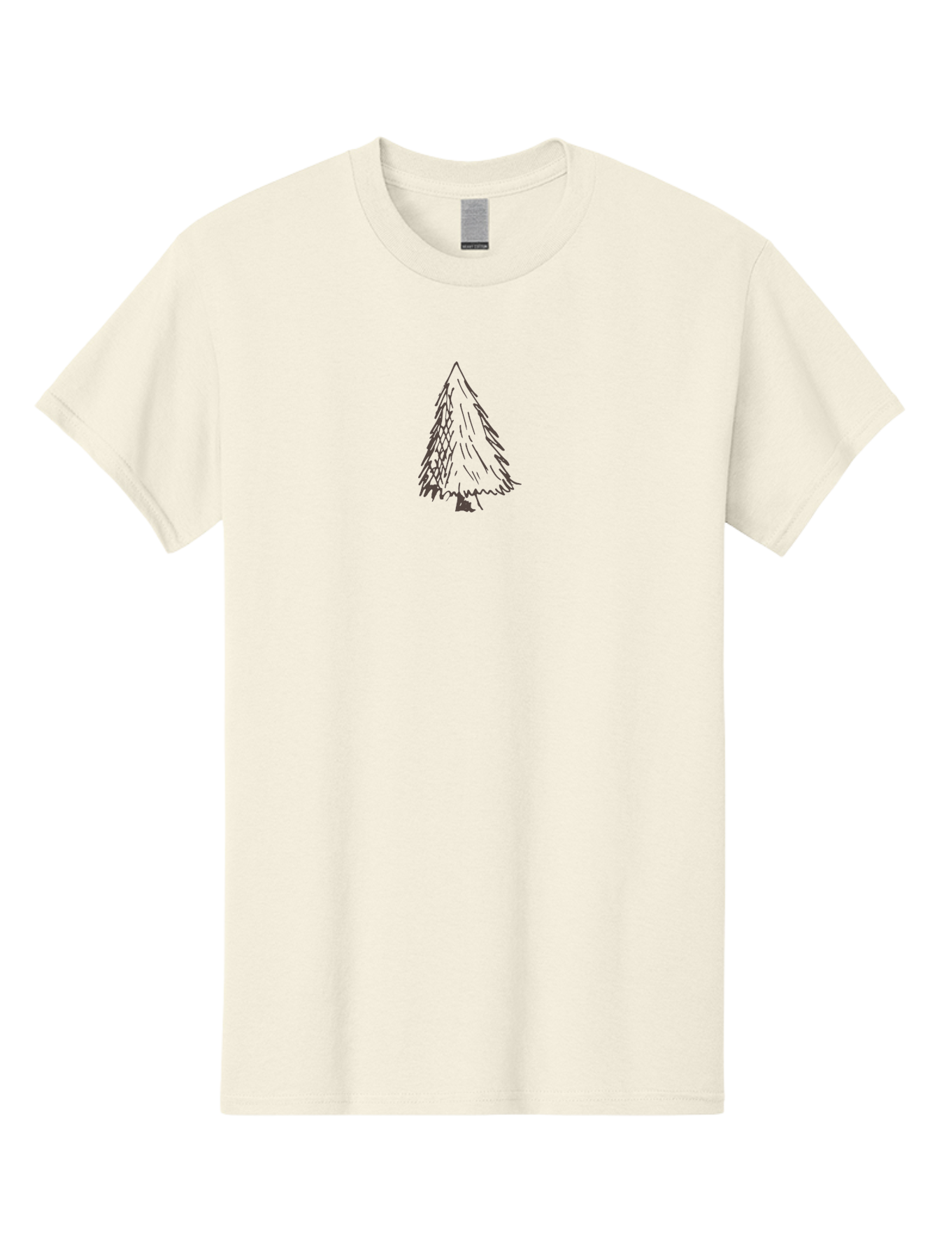 Christmas-Tree Men'S Graphic Tee, 100% Cotton, Comfortable Casual Summer Wear, Machine Washable, Hand Drawn Pine Tree, Simple Illustration, Minimalist Design, Triangular Shape, Dark Gray Lines, Rustic Charm, Whimsical Art, Forest Symbol - Aaa826 3