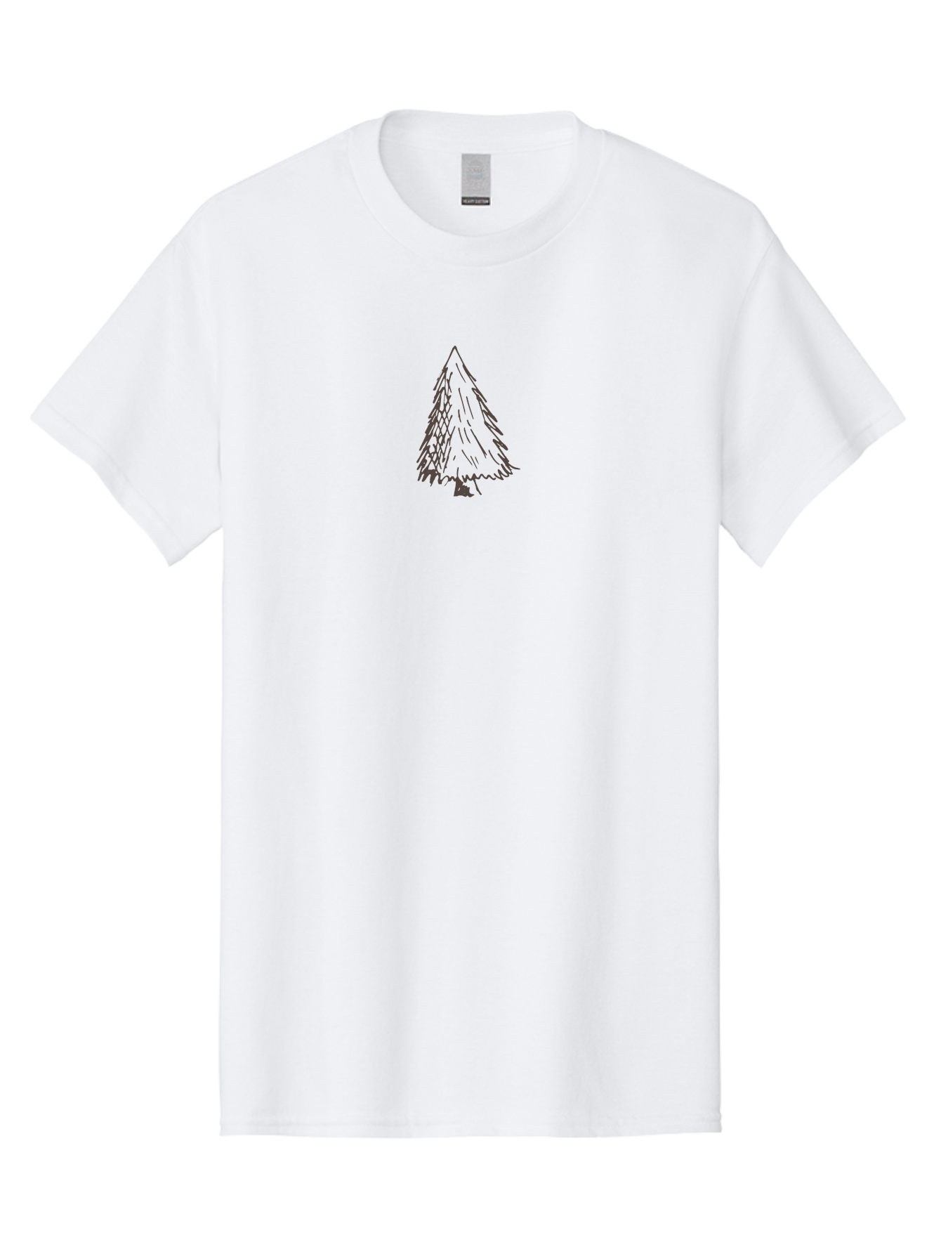 Christmas-Tree Men'S Graphic Tee, 100% Cotton, Comfortable Casual Summer Wear, Machine Washable, Hand Drawn Pine Tree, Simple Illustration, Minimalist Design, Triangular Shape, Dark Gray Lines, Rustic Charm, Whimsical Art, Forest Symbol - Aaa826 9