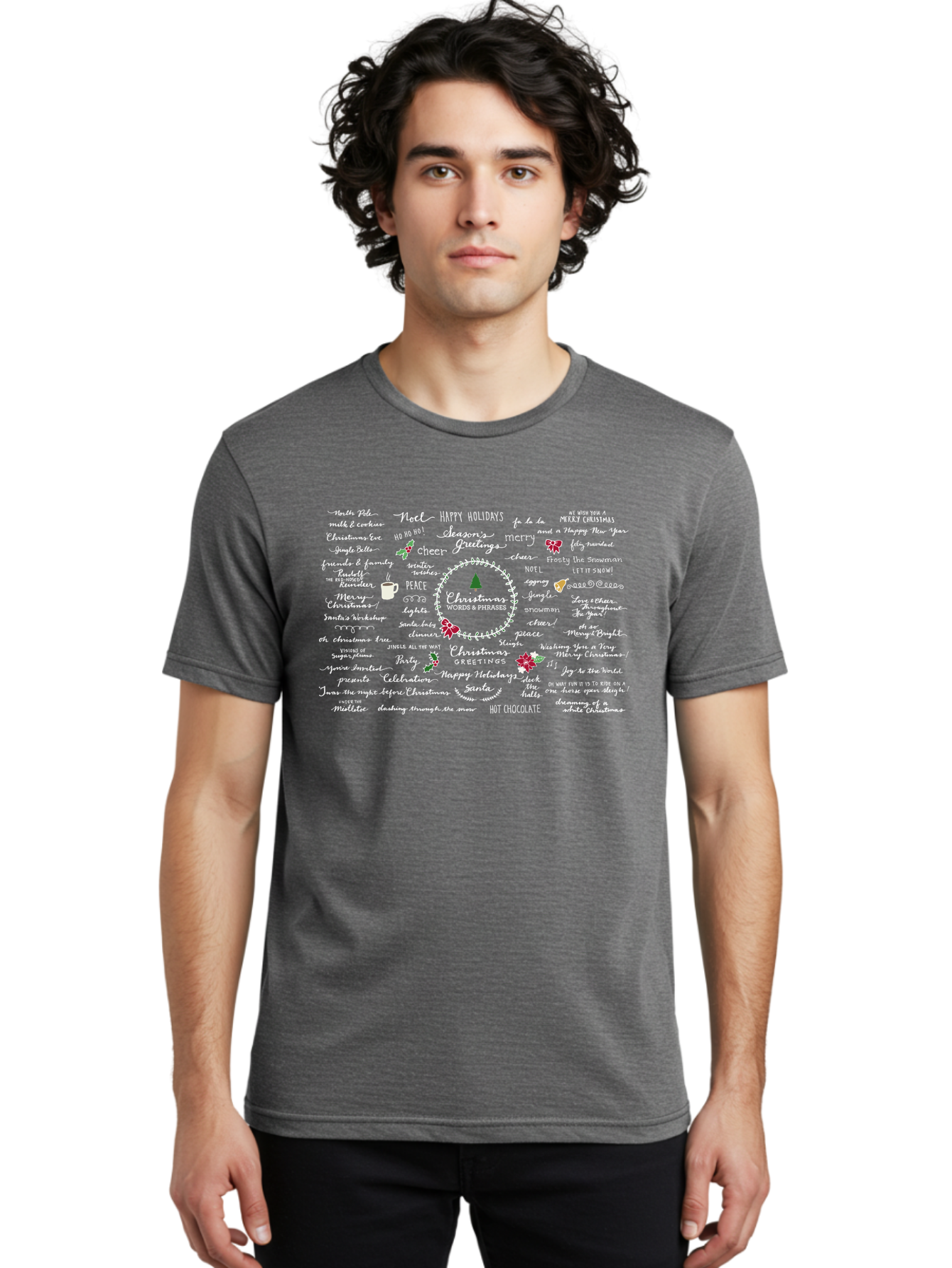 Christmas-Wishes-Blessings Men'S Graphic Tee, 100% Cotton, Comfortable Casual Summer Wear, Machine Washable, Christmas Wishes, Holiday Cheer, Joyful Greetings, Festive Atmosphere, Happy Holidays, Christmas Tree, Celebration, Peace, - Aaa827 28