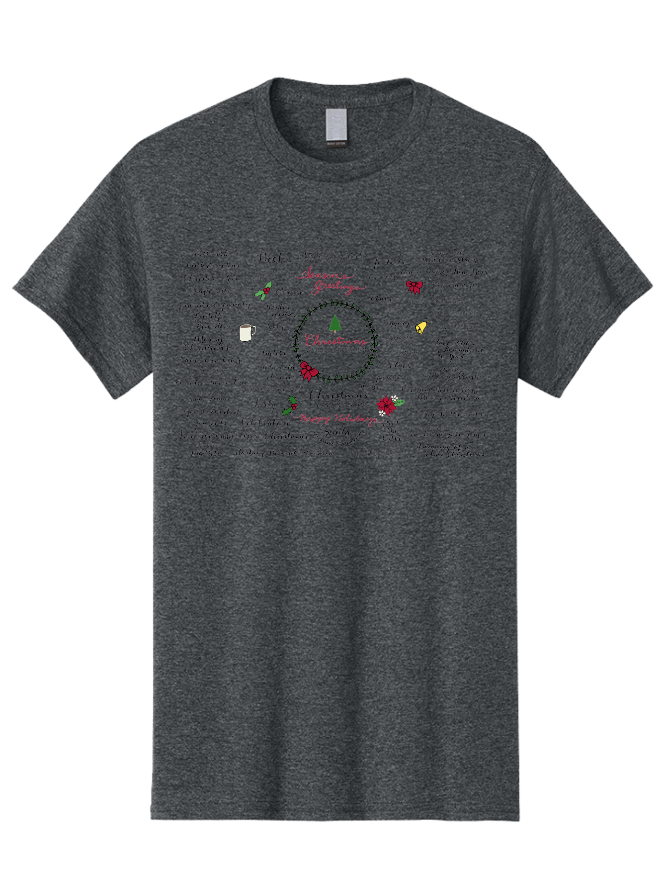 Christmas-Words-Phrases-1 Men'S Graphic Tee, 100% Cotton, Comfortable Casual Summer Wear, Machine Washable, Christmas Greetings, Holiday Cheer, Festive Wishes, Joyful Celebrations, Merry Christmas, Happy Holidays, Christmas Tree, Holly, - Aaa828 15