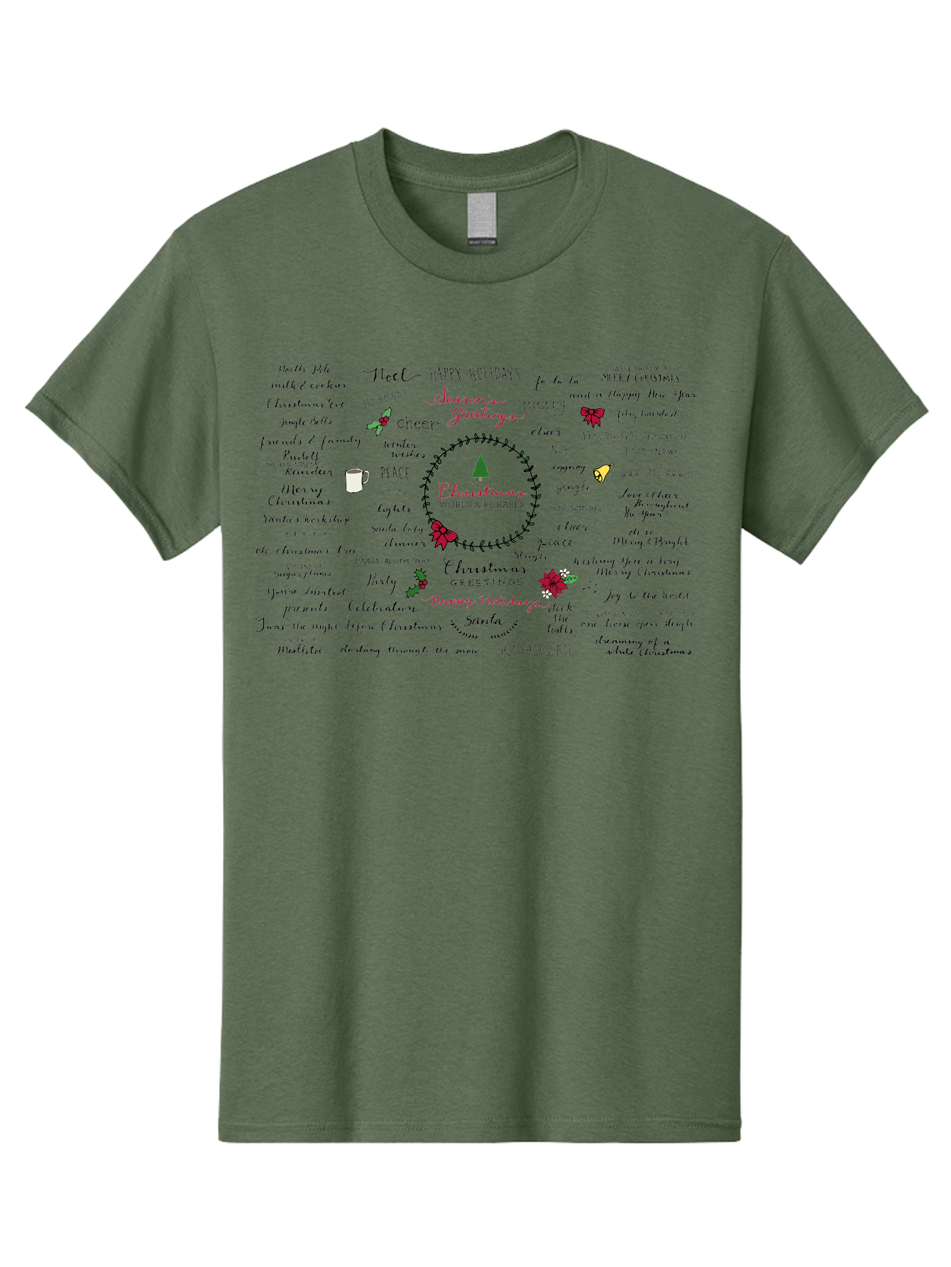 Christmas-Words-Phrases-1 Men'S Graphic Tee, 100% Cotton, Comfortable Casual Summer Wear, Machine Washable, Christmas Greetings, Holiday Cheer, Festive Wishes, Joyful Celebrations, Merry Christmas, Happy Holidays, Christmas Tree, Holly, - Aaa828 27