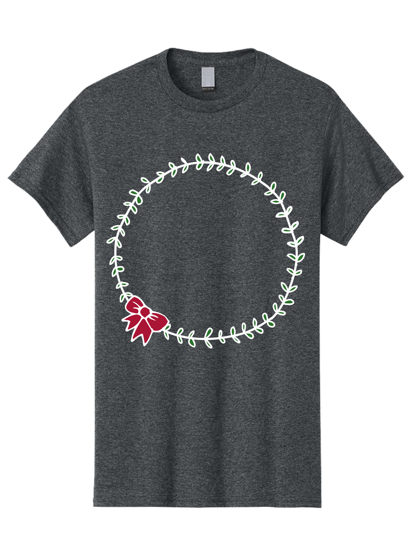 Circular-Wreath-With-Red-Bow Men'S Graphic Tee, 100% Cotton, Comfortable Casual Summer Wear, Machine Washable, Floral Wreath, White Leaves, Red Bow, Decorative Frame, Circular Design, Elegant Border, Festive Decoration, Minimalist Style, - Aaa835 7