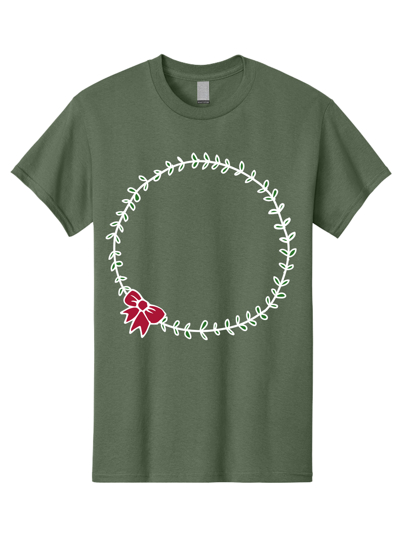 Circular-Wreath-With-Red-Bow Men'S Graphic Tee, 100% Cotton, Comfortable Casual Summer Wear, Machine Washable, Floral Wreath, White Leaves, Red Bow, Decorative Frame, Circular Design, Elegant Border, Festive Decoration, Minimalist Style, - Aaa835 15