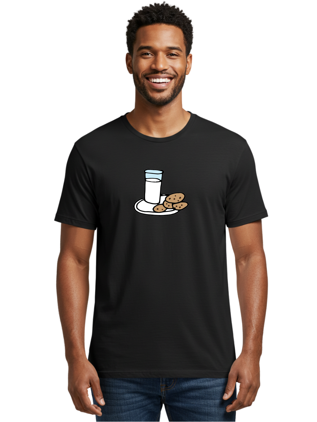 Cookies-And-Milk Men'S Graphic Tee, 100% Cotton, Comfortable Casual Summer Wear, Machine Washable, Glass Of Milk, Chocolate Chip Cookies, Sweet Treats, Snack Time, Comfort Food, Cookies And Milk, Cookie Love, Milk And Cookies - Aaa840 6