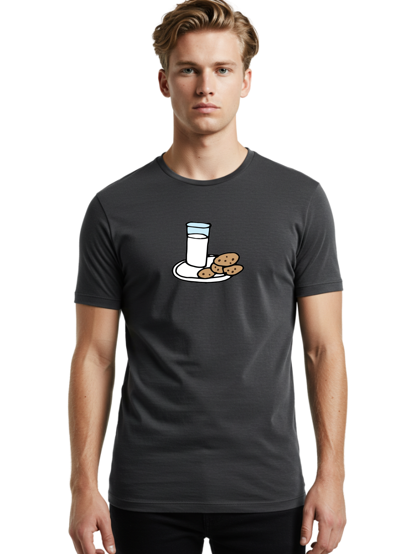 Cookies-And-Milk Men'S Graphic Tee, 100% Cotton, Comfortable Casual Summer Wear, Machine Washable, Glass Of Milk, Chocolate Chip Cookies, Sweet Treats, Snack Time, Comfort Food, Cookies And Milk, Cookie Love, Milk And Cookies - Aaa840 18