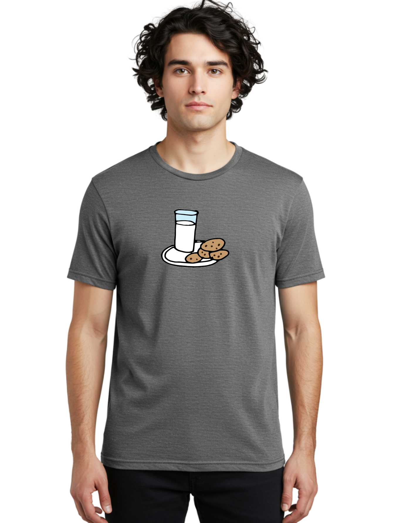 Cookies-And-Milk Men'S Graphic Tee, 100% Cotton, Comfortable Casual Summer Wear, Machine Washable, Glass Of Milk, Chocolate Chip Cookies, Sweet Treats, Snack Time, Comfort Food, Cookies And Milk, Cookie Love, Milk And Cookies - Aaa840 16