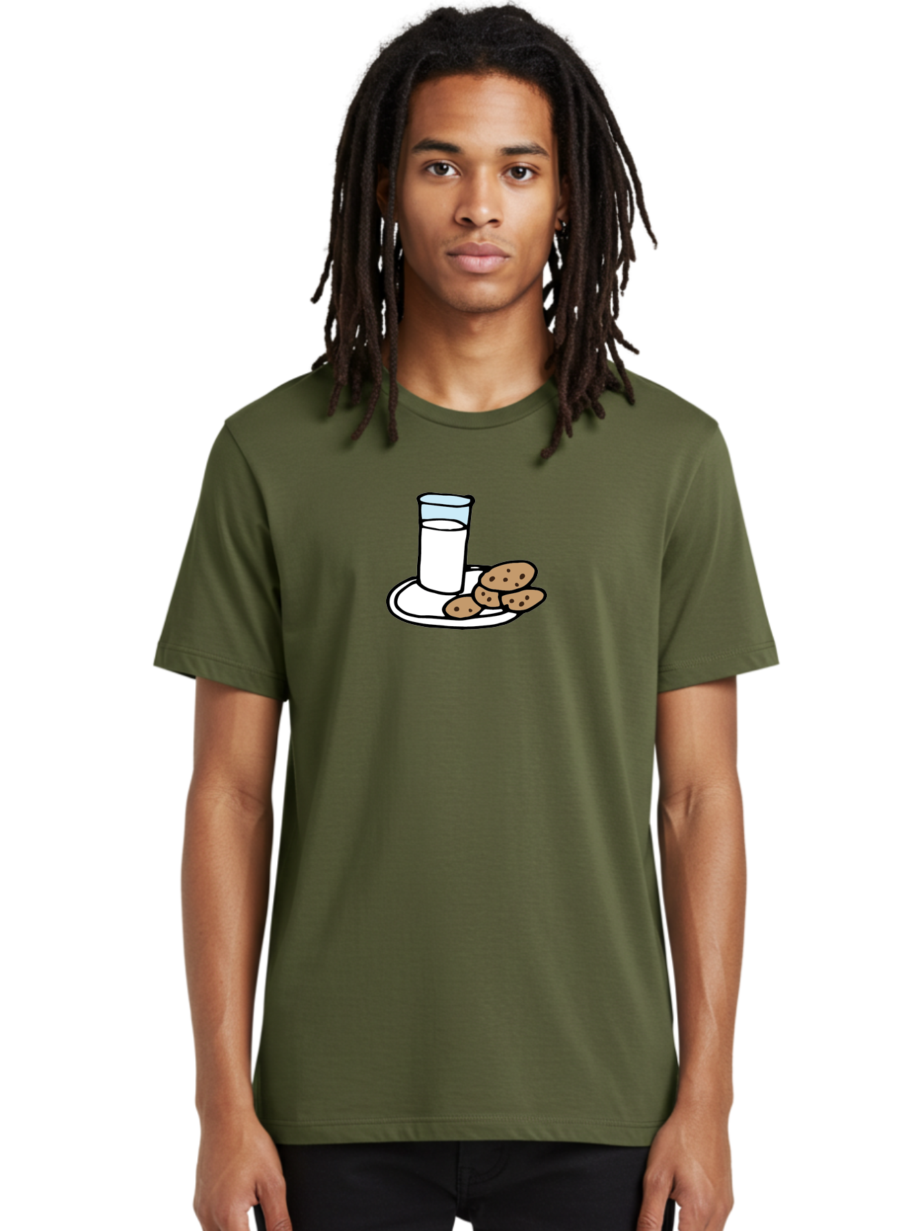 Cookies-And-Milk Men'S Graphic Tee, 100% Cotton, Comfortable Casual Summer Wear, Machine Washable, Glass Of Milk, Chocolate Chip Cookies, Sweet Treats, Snack Time, Comfort Food, Cookies And Milk, Cookie Love, Milk And Cookies - Aaa840 24