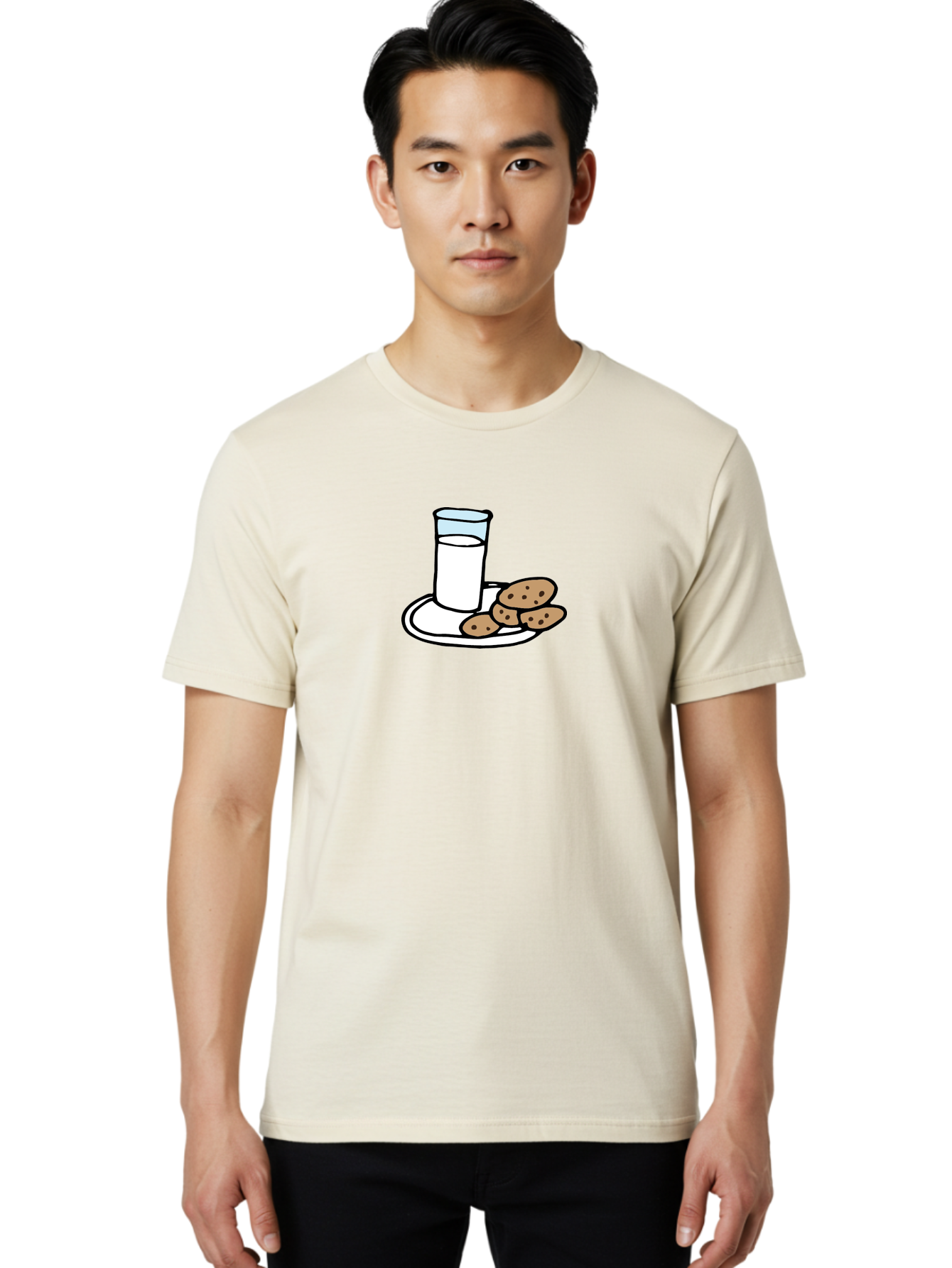 Cookies-And-Milk Men'S Graphic Tee, 100% Cotton, Comfortable Casual Summer Wear, Machine Washable, Glass Of Milk, Chocolate Chip Cookies, Sweet Treats, Snack Time, Comfort Food, Cookies And Milk, Cookie Love, Milk And Cookies - Aaa840 30