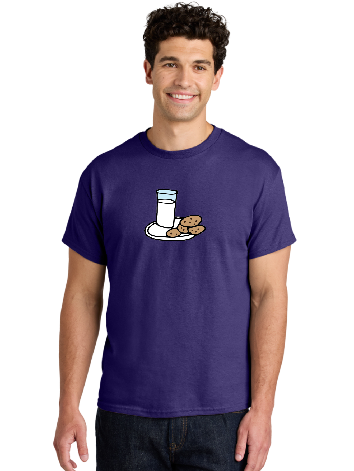 Cookies-And-Milk Men'S Graphic Tee, 100% Cotton, Comfortable Casual Summer Wear, Machine Washable, Glass Of Milk, Chocolate Chip Cookies, Sweet Treats, Snack Time, Comfort Food, Cookies And Milk, Cookie Love, Milk And Cookies - Aaa840 4