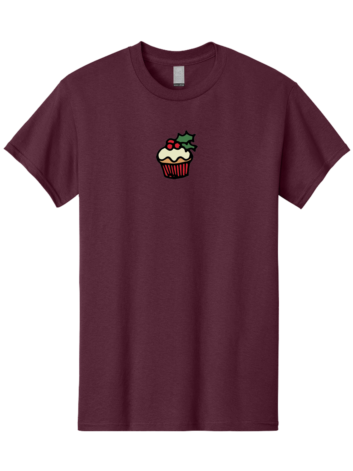 Cupcake-With-Holly Men'S Graphic Tee, 100% Cotton, Comfortable Casual Summer Wear, Machine Washable, Cupcake, Festive Dessert, Sweet Treats, Holiday Decorations, Holly Leaves, Red Berries, White Frosting, Cartoon Style, Dessert Illustration - Aaa846 13