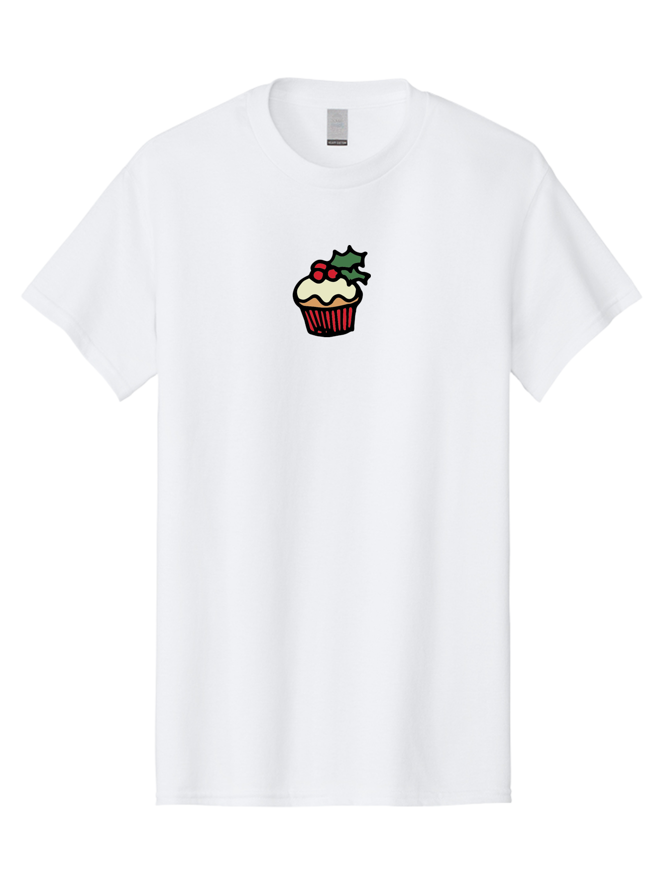 Cupcake-With-Holly Men'S Graphic Tee, 100% Cotton, Comfortable Casual Summer Wear, Machine Washable, Cupcake, Festive Dessert, Sweet Treats, Holiday Decorations, Holly Leaves, Red Berries, White Frosting, Cartoon Style, Dessert Illustration - Aaa846 29