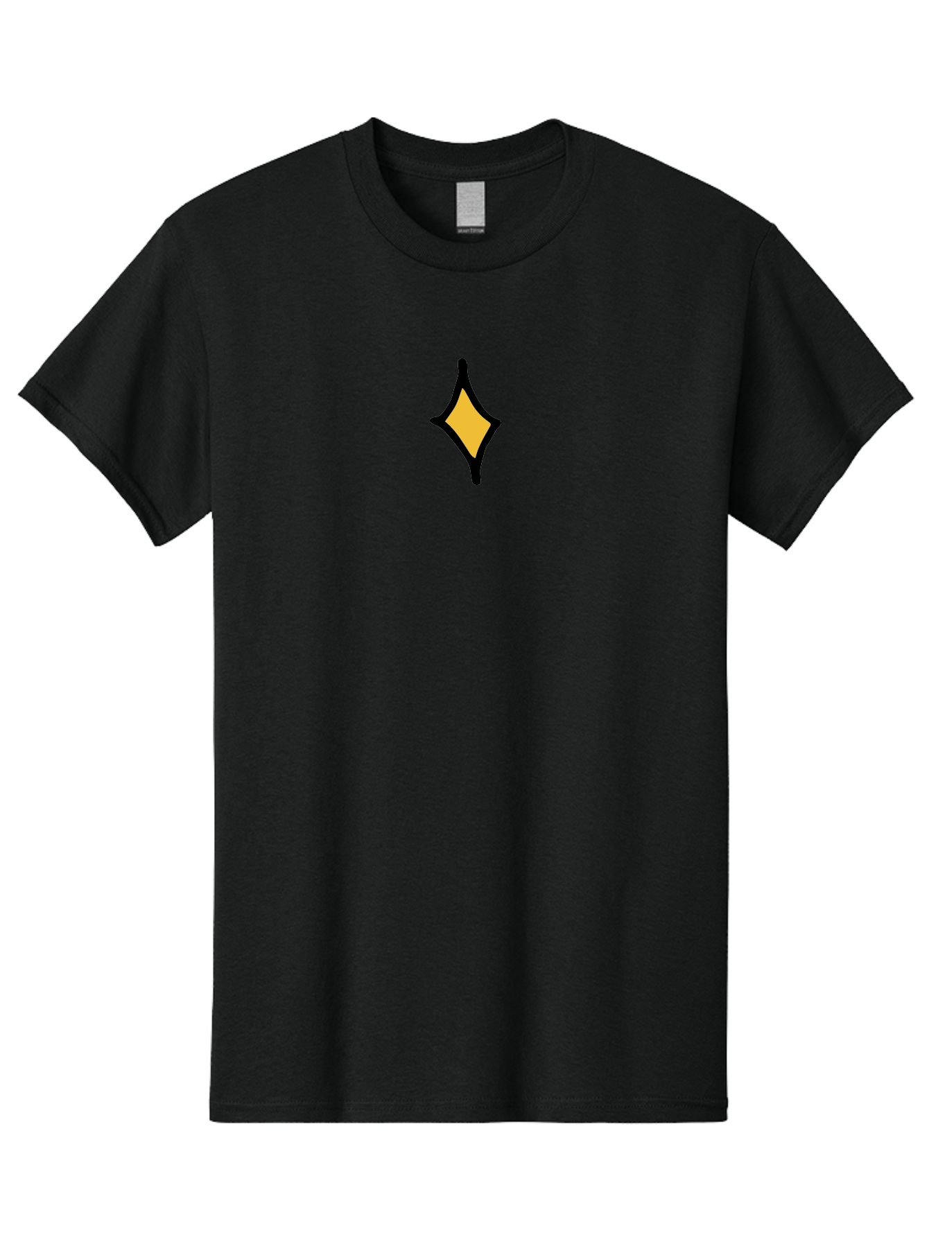 Diamond-Shape Men'S Graphic Tee, 100% Cotton, Comfortable Casual Summer Wear, Machine Washable, Yellow Diamond Shape, Black Outline, Simple Graphic, Abstract Design, Minimalist Art, Geometric Figure, Modern Icon - Aaa855 1